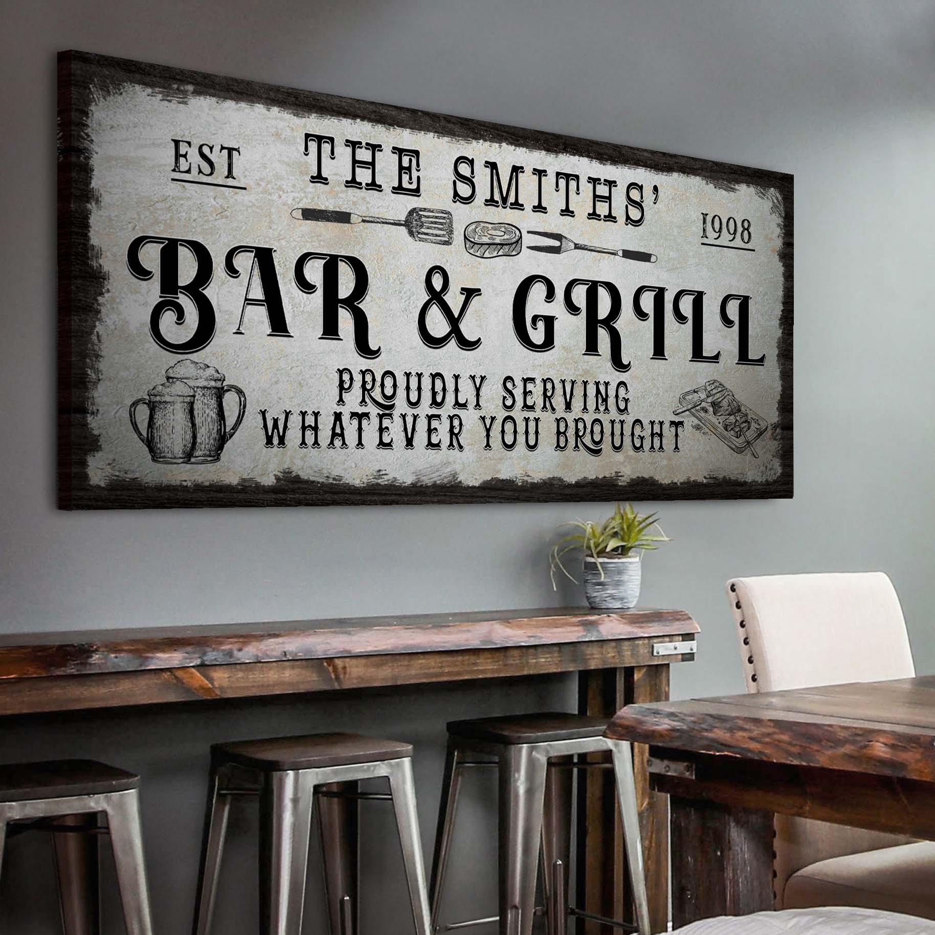 Personalized Bar and Grill Sign on sale at MyriadMart