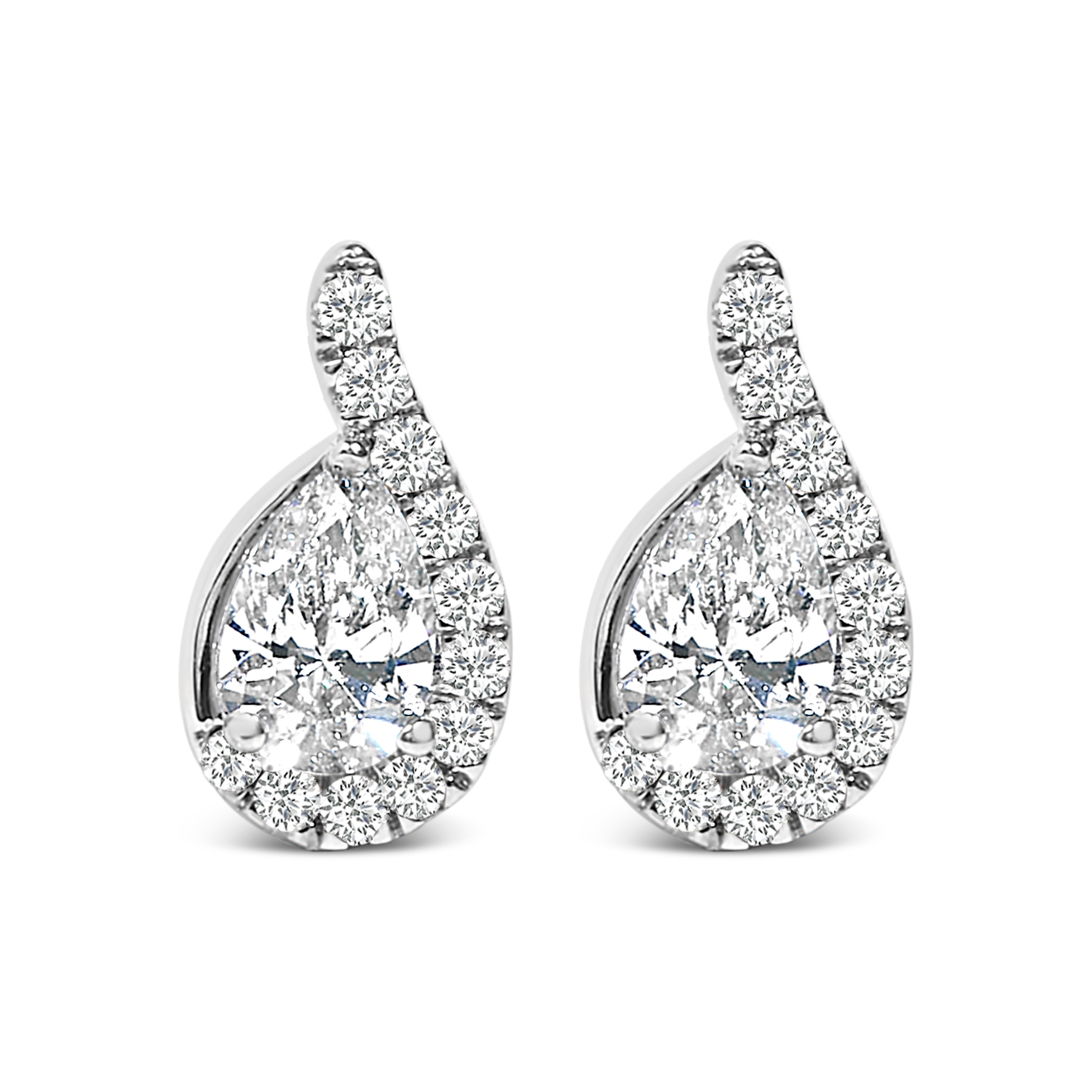14K White Gold 5/8 Cttw Lab Grown Diamond Tear Drop Halo Stud Earring on sale at MyriadMart
