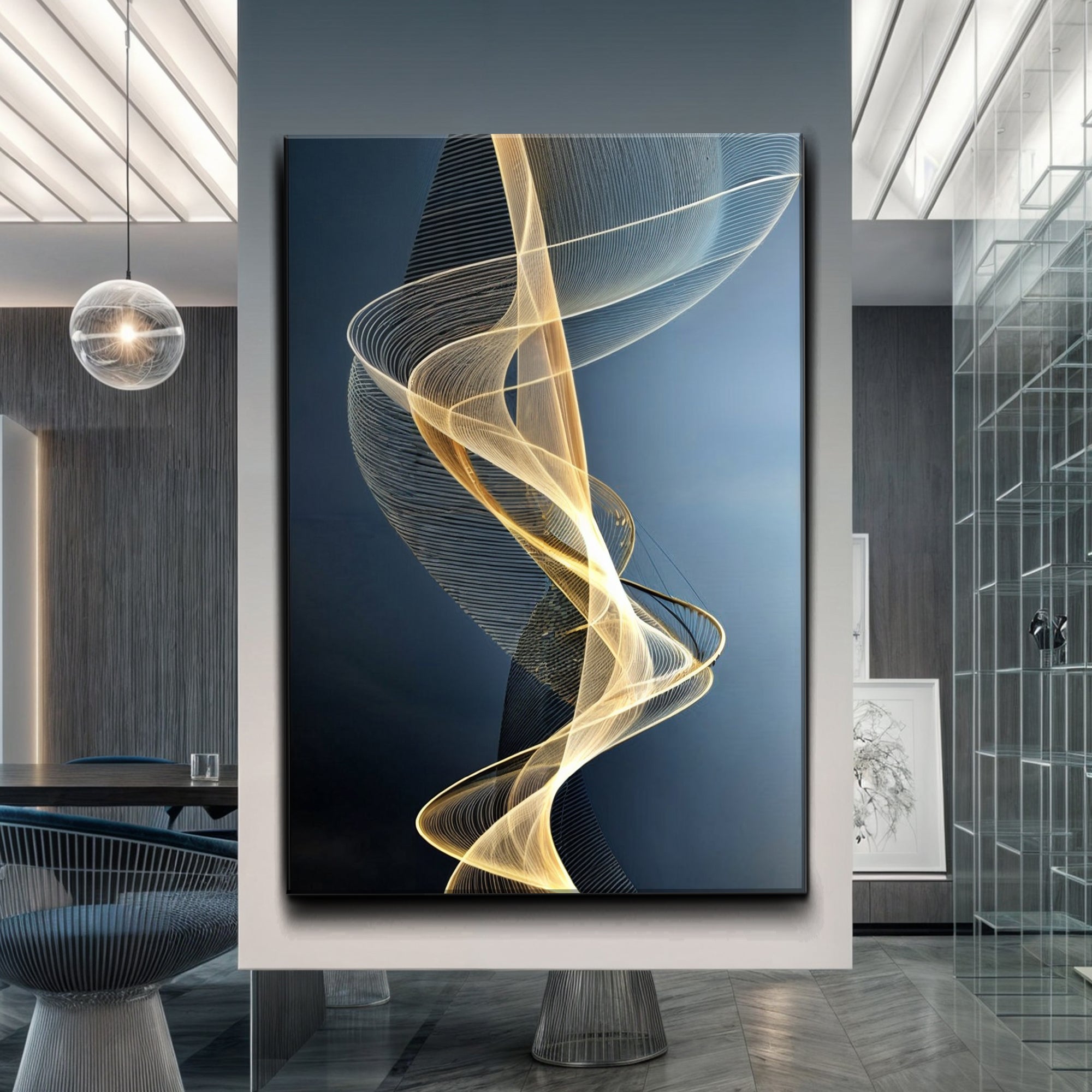 Modern Golden Waves Wall Art on sale at MyriadMart