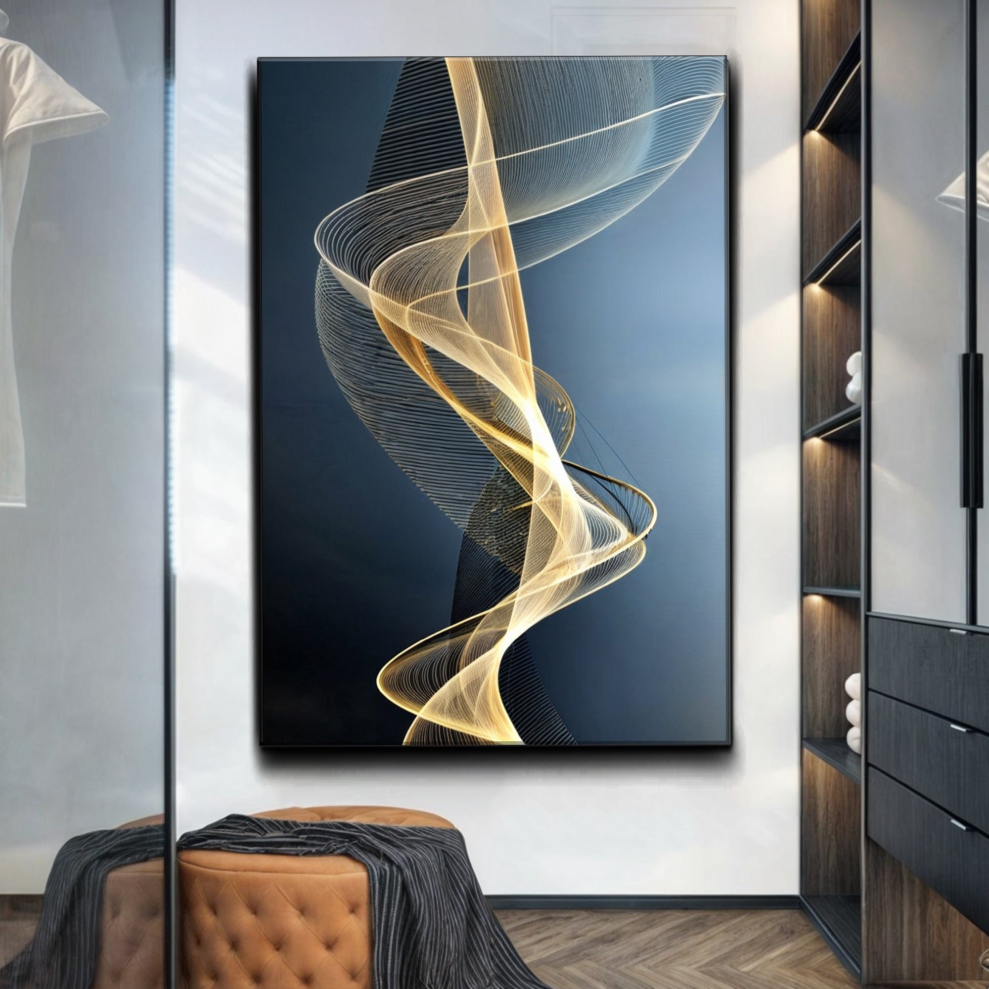 Modern Golden Waves Wall Art on sale at MyriadMart