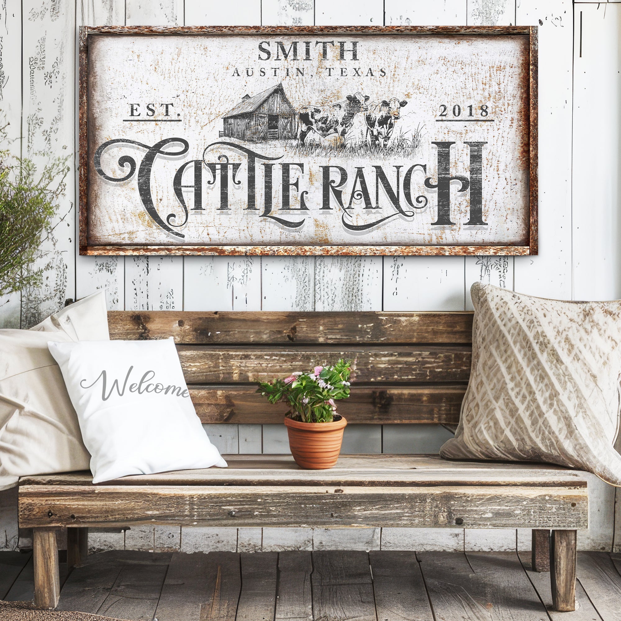 Rustic Vintage Cattle Ranch Sign on sale at MyriadMart