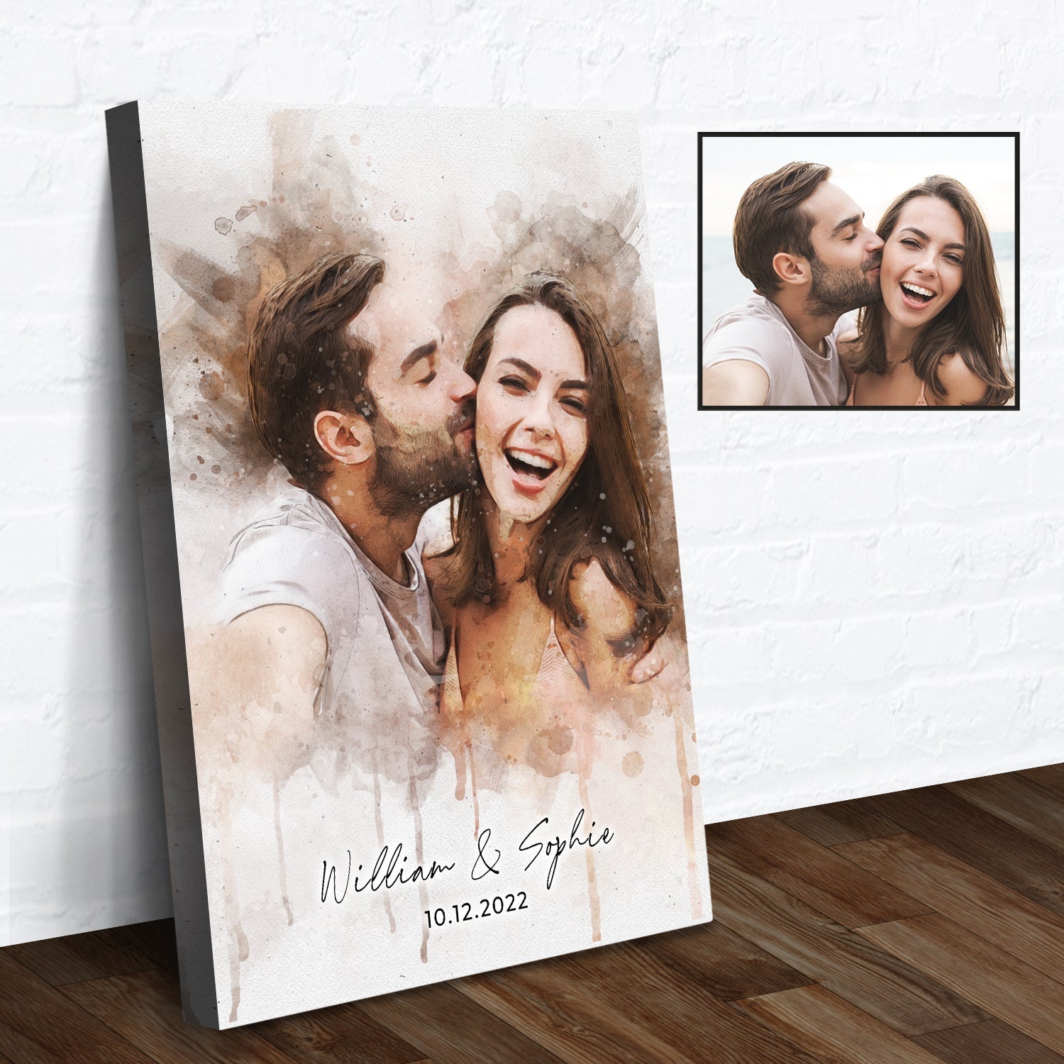Custom Couple Watercolor Portrait on sale at MyriadMart