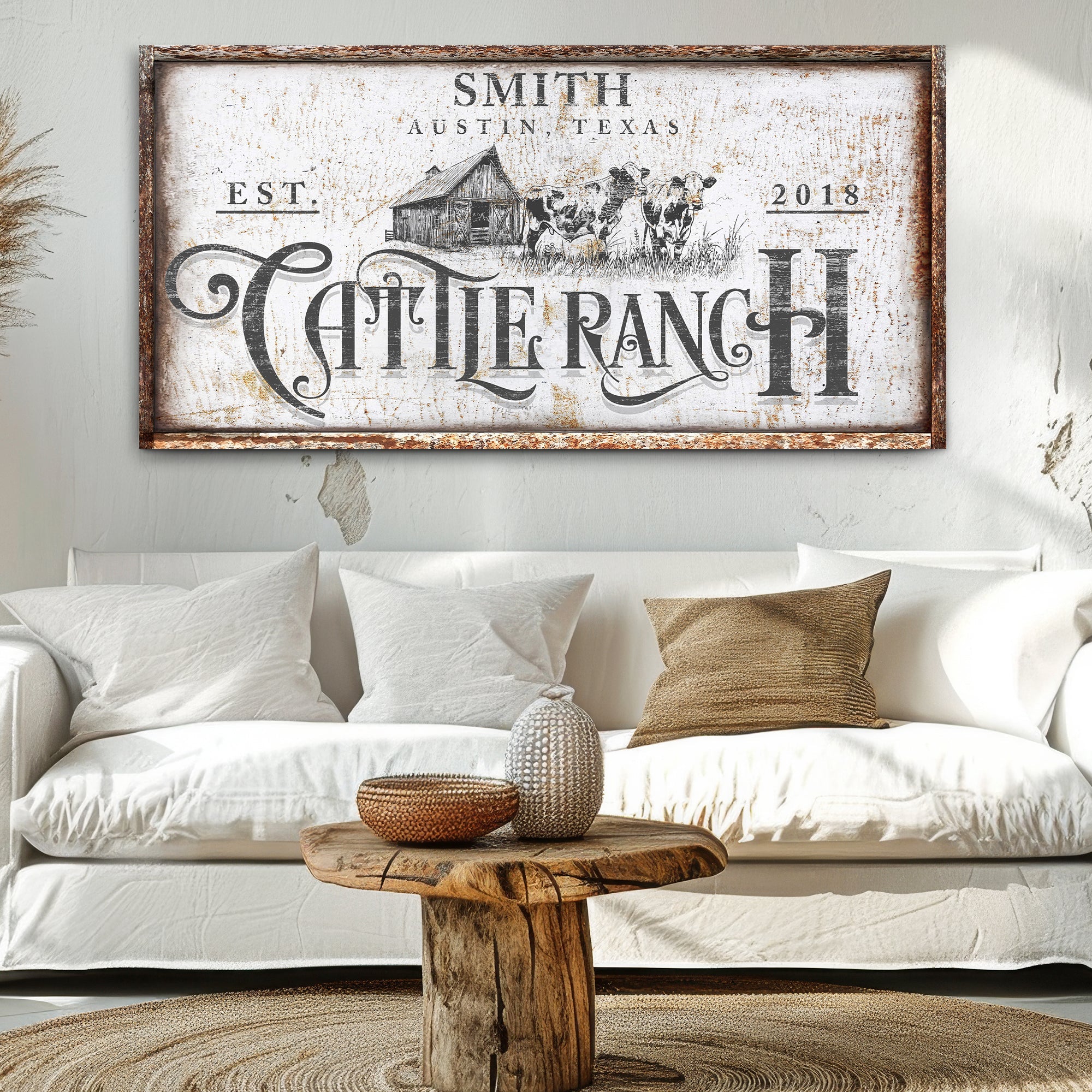 Rustic Vintage Cattle Ranch Sign on sale at MyriadMart