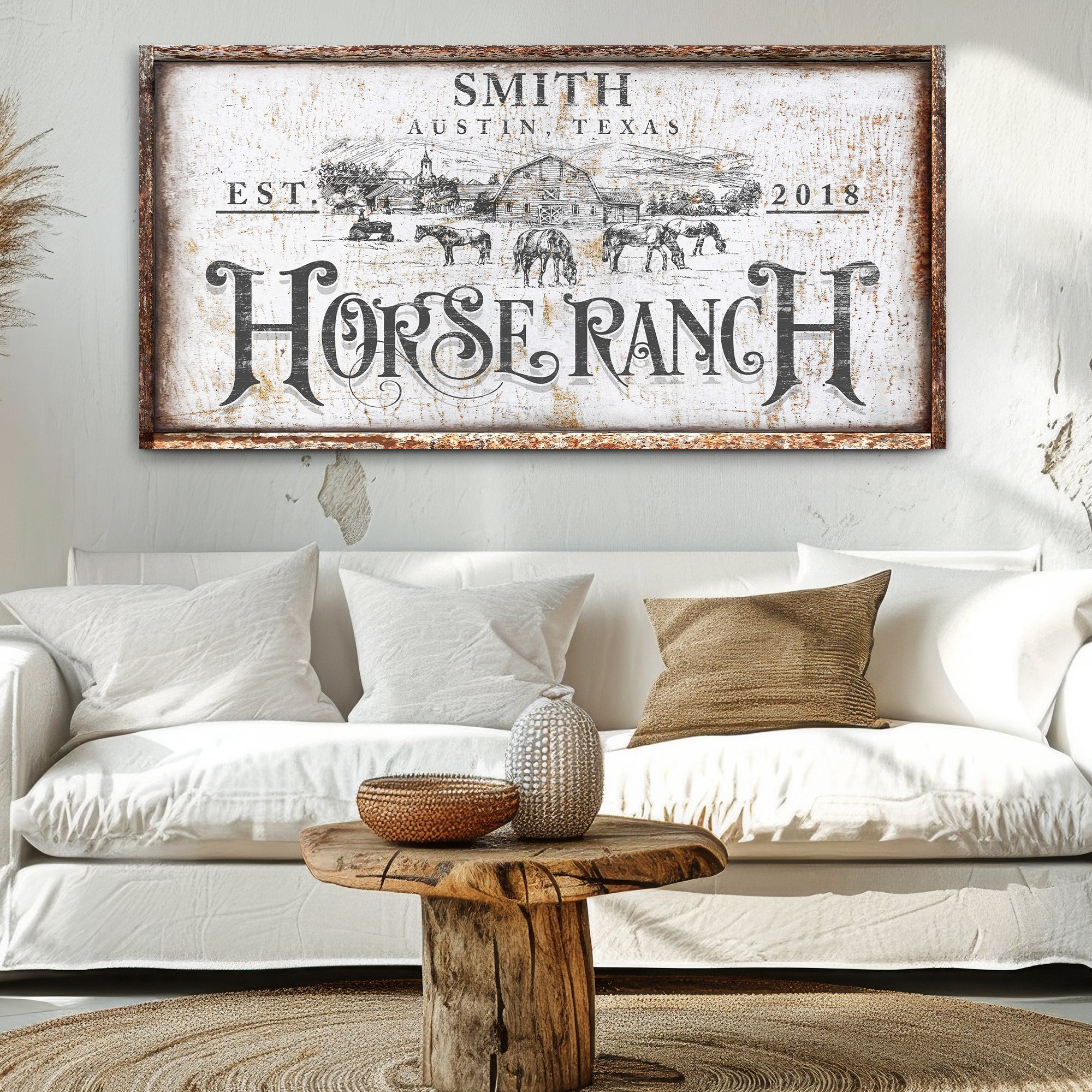 Rustic Vintage Horse Ranch Farmhouse Sign III on sale at MyriadMart
