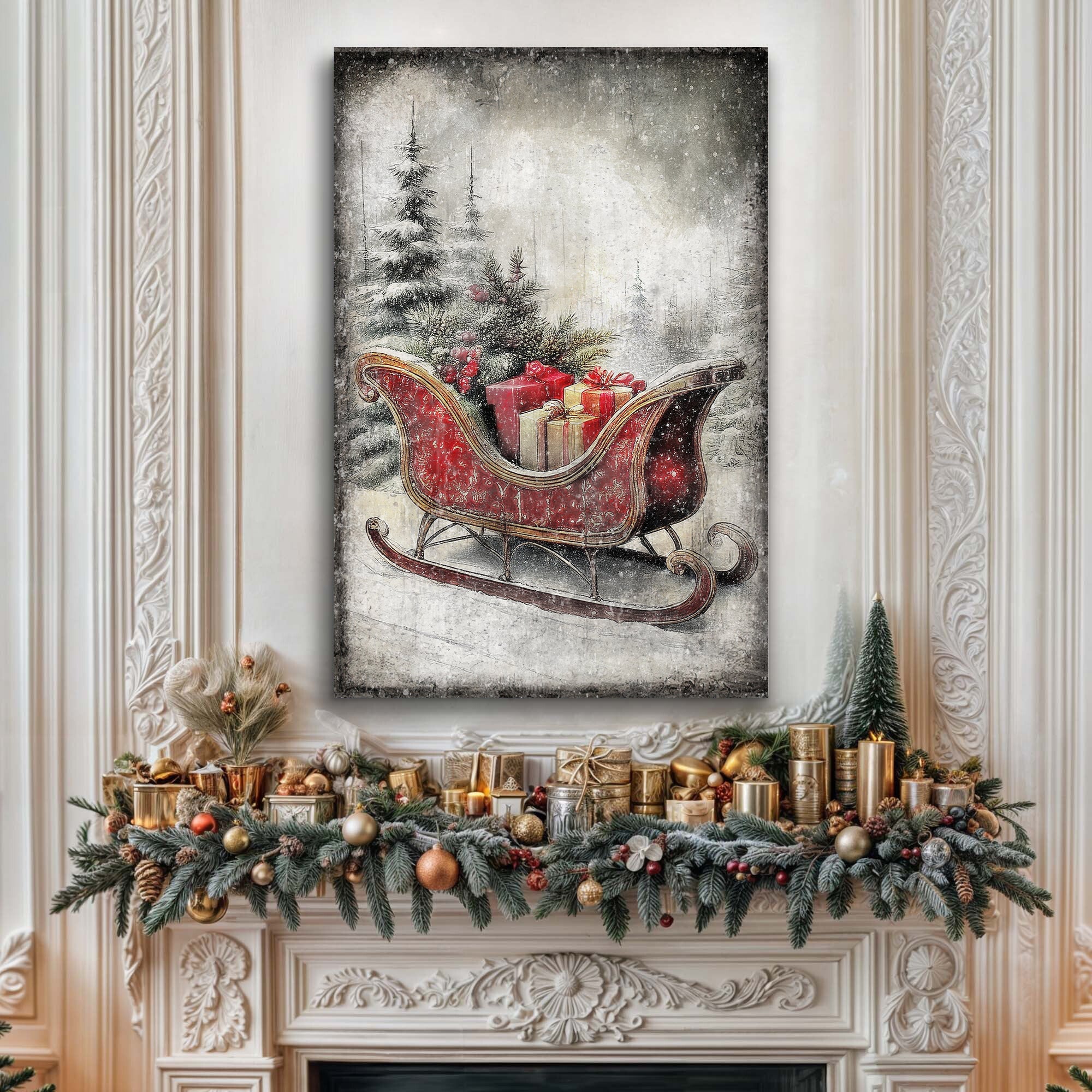 Vintage Christmas Sleigh Sled Wall Art VI on sale at MyriadMart