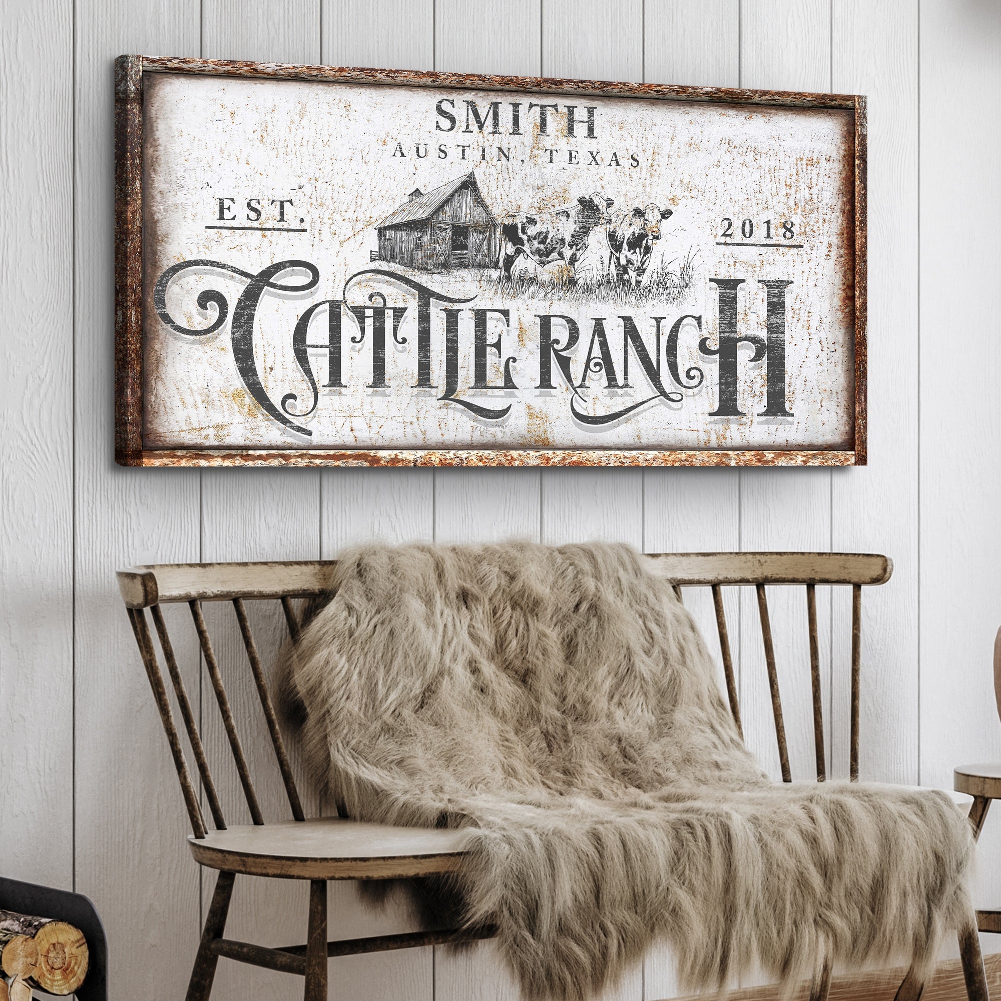 Rustic Vintage Cattle Ranch Sign on sale at MyriadMart