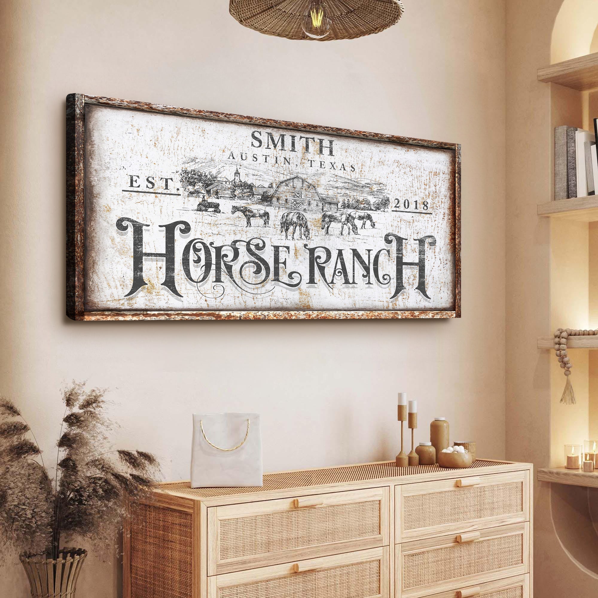 Rustic Vintage Horse Ranch Farmhouse Sign III on sale at MyriadMart