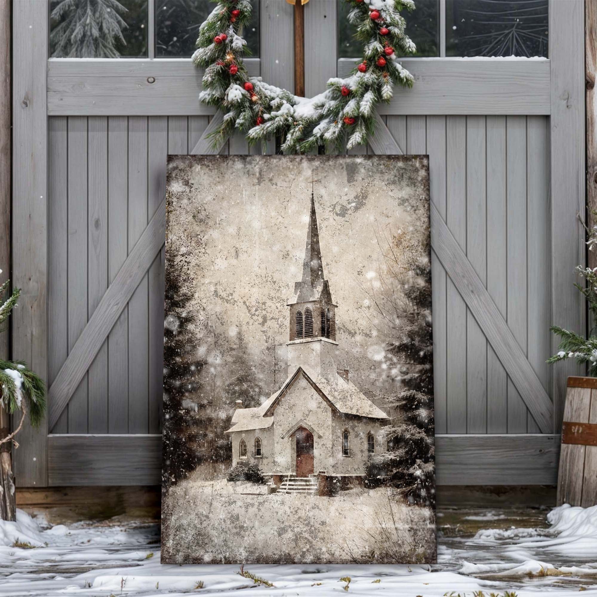 Vintage Church Christmas Wall Art IV on sale at MyriadMart