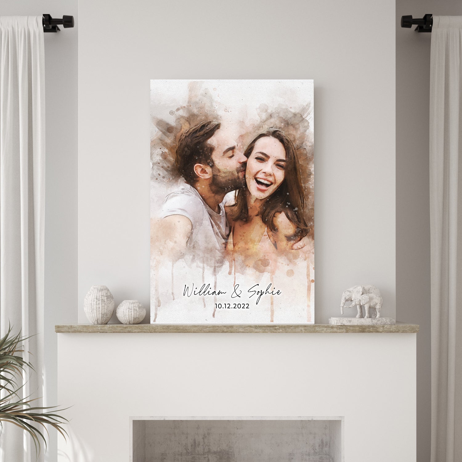 Custom Couple Watercolor Portrait on sale at MyriadMart