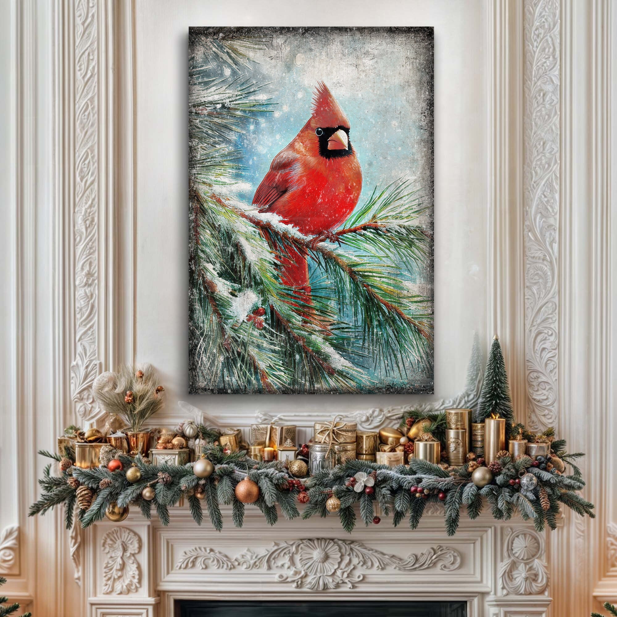 Vintage Cardinal Christmas Wall Art on sale at MyriadMart