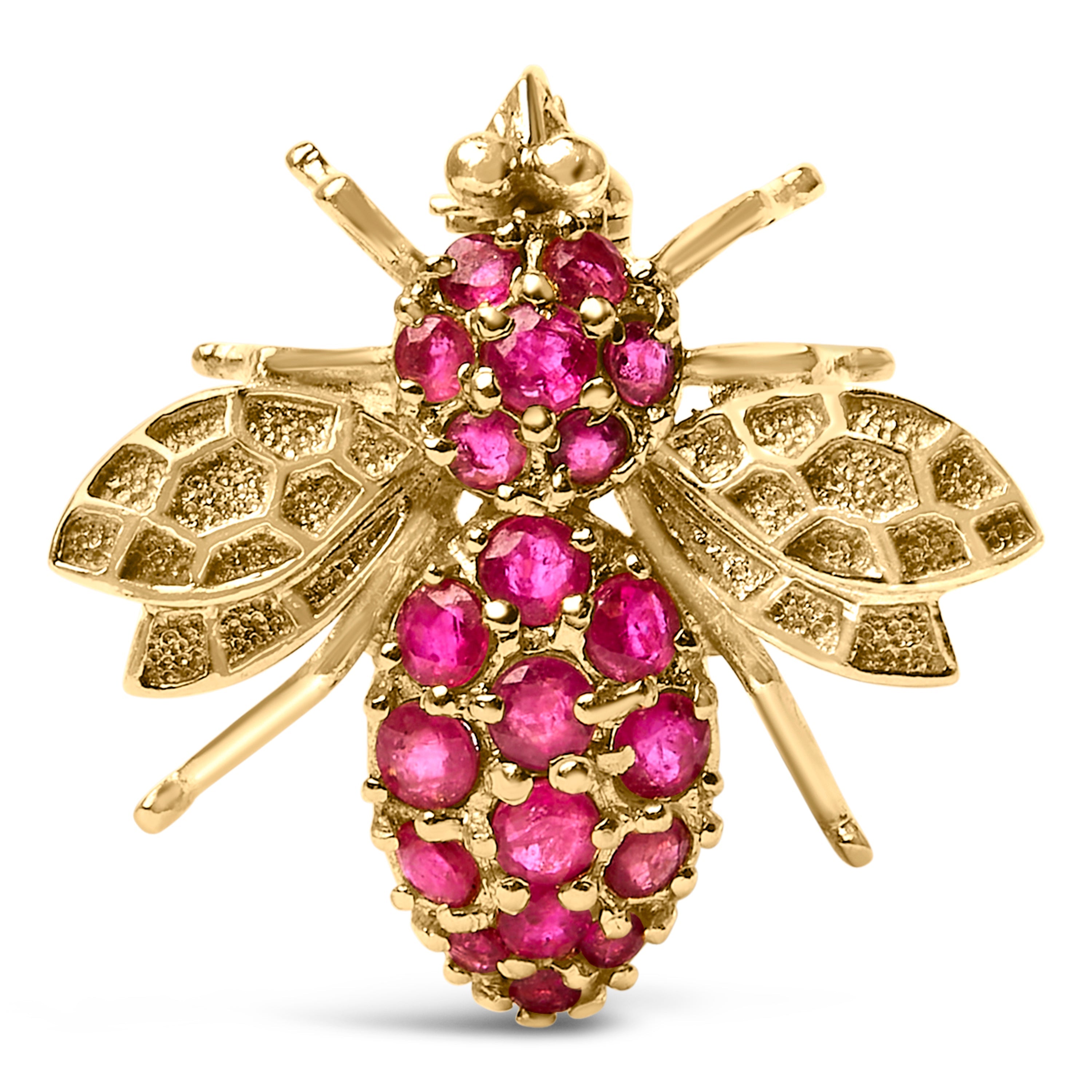 14K Yellow Gold Red Ruby Bee Brooch Pin on sale at MyriadMart