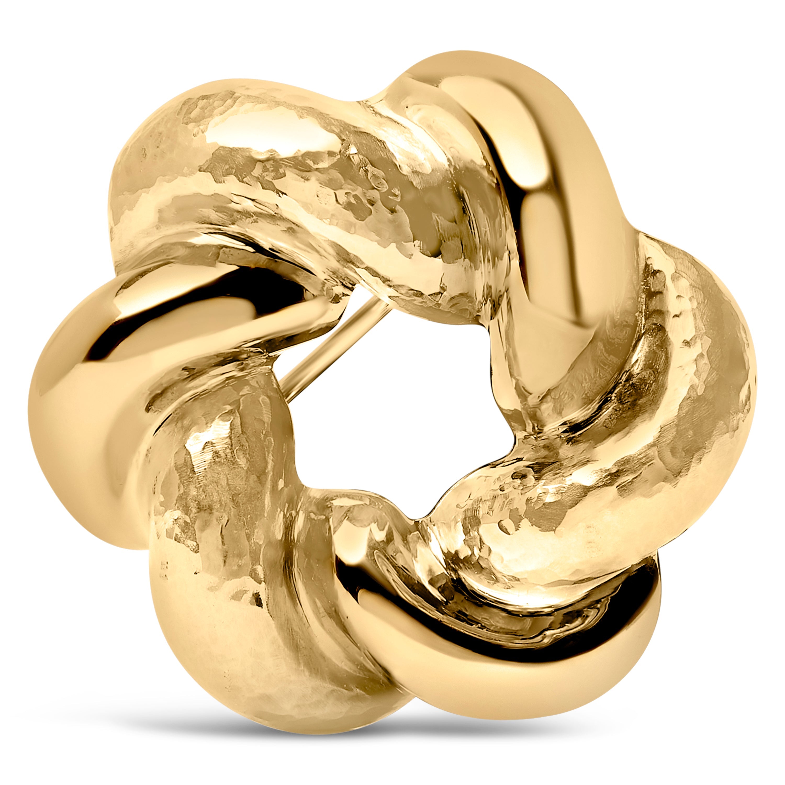 18K Yellow Gold Sculpted Knot Brooch on sale at MyriadMart