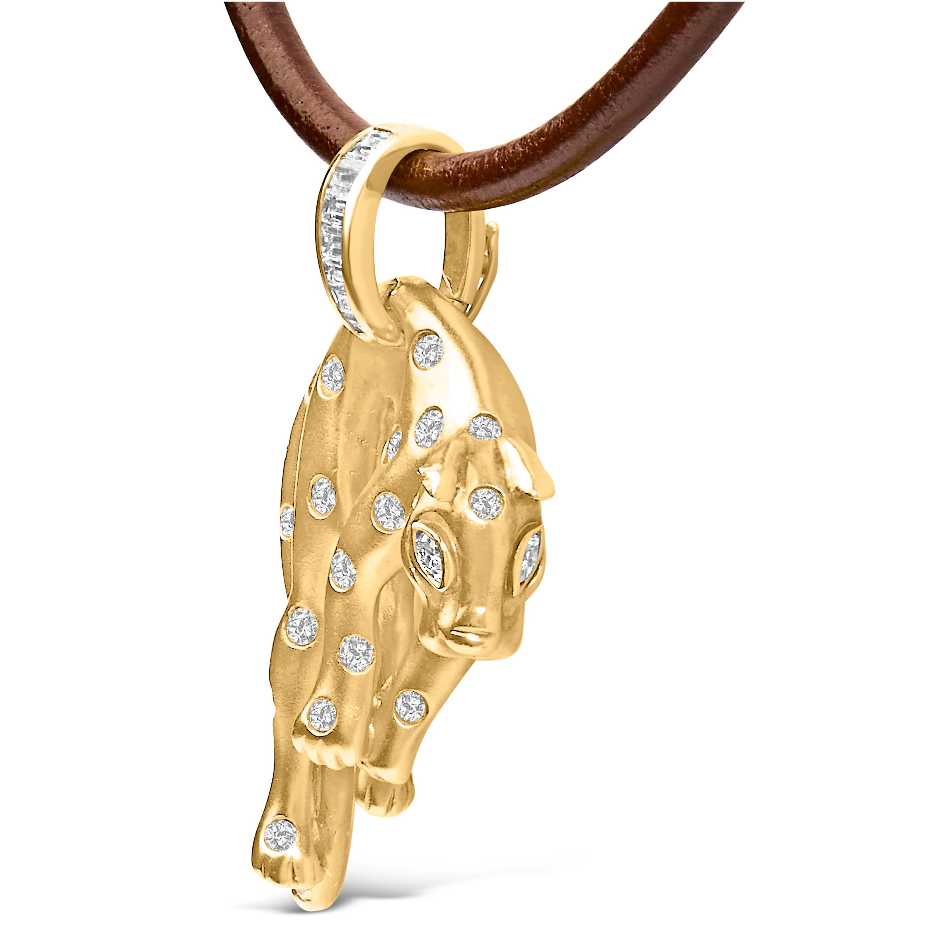 18K 1.00 Cttw Diamond Cat and Bail Pendant Necklace Collar with Matte Finish F-G Color, VS2-SI1 Clarity on sale at MyriadMart