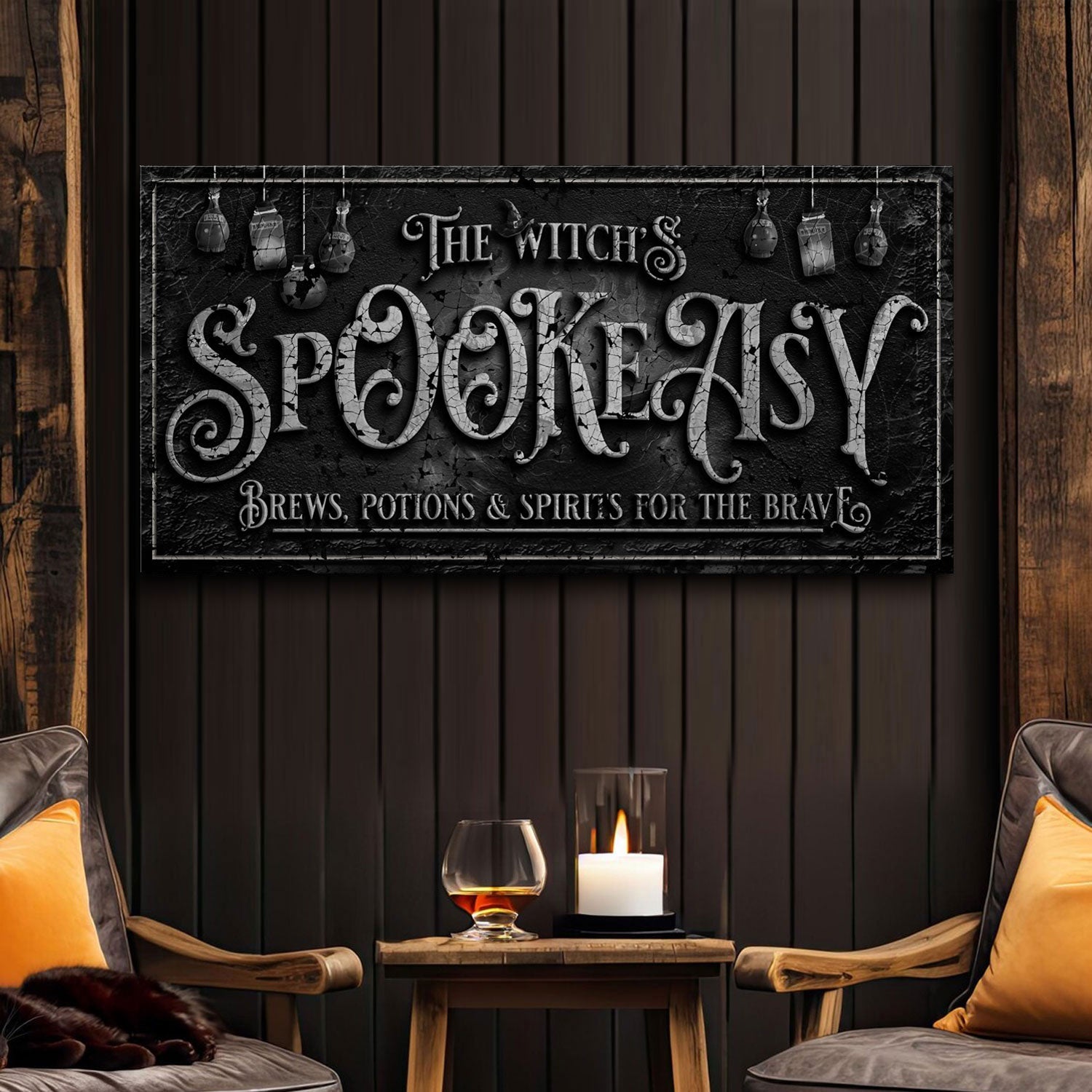 The Witch's Speakeasy Bar Halloween Sign on sale at MyriadMart