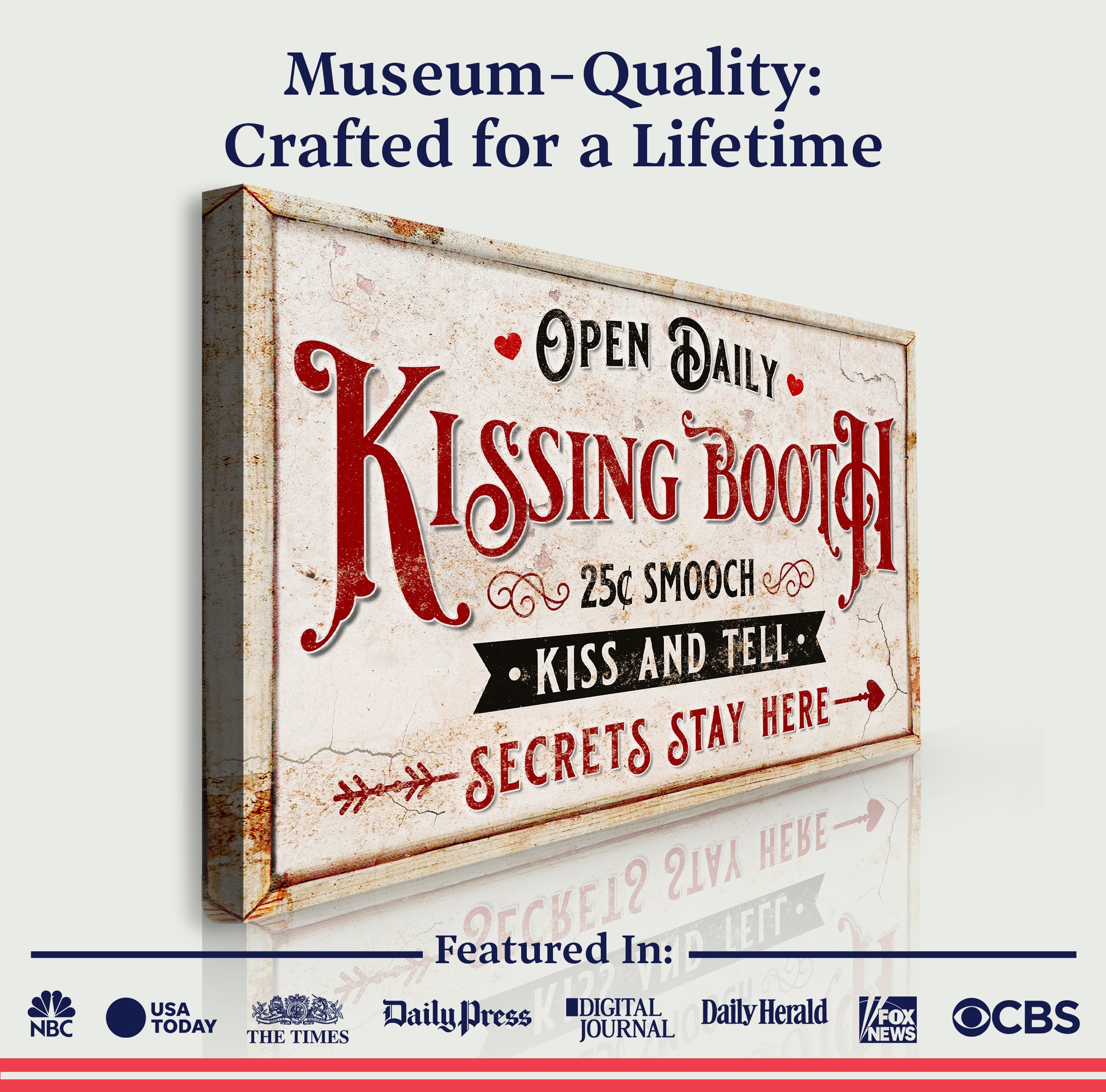 Vintage Rustic Kissing Booth Sign IV on sale at MyriadMart