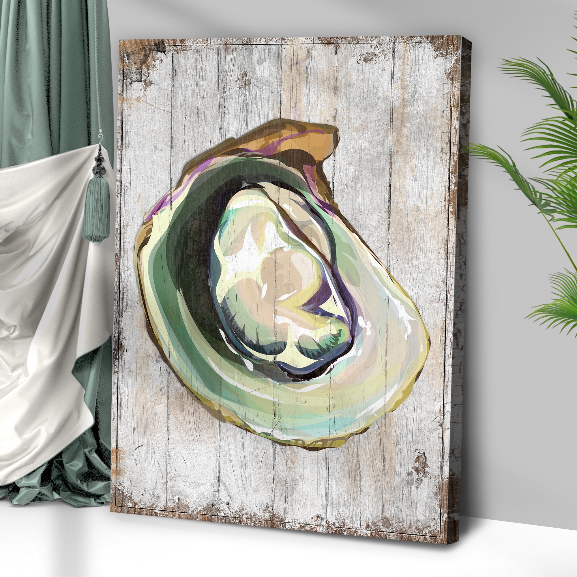 Oyster Shell Coastal Portrait Canvas Wall Art on sale at MyriadMart