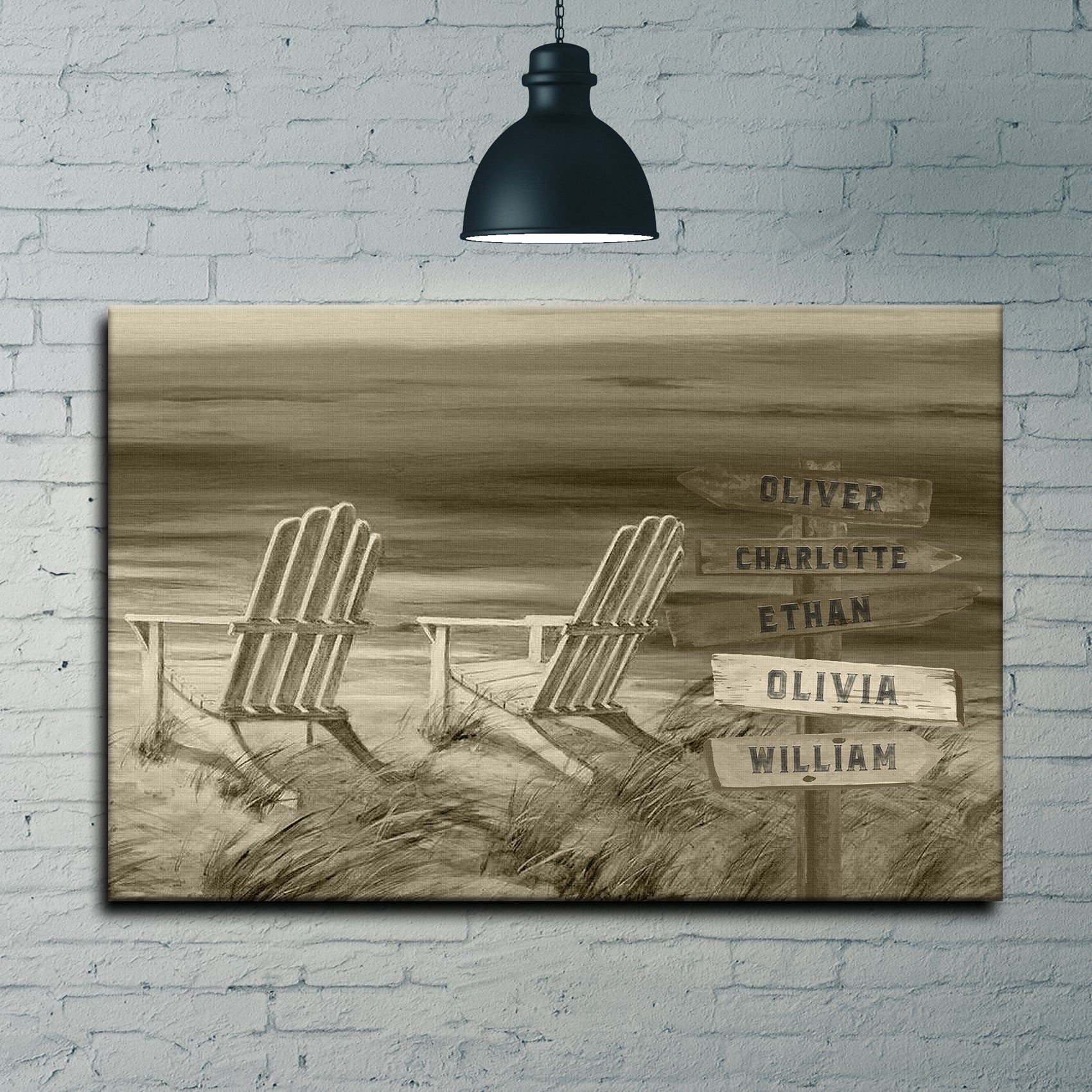 Monochrome Beach Name Sign on sale at MyriadMart
