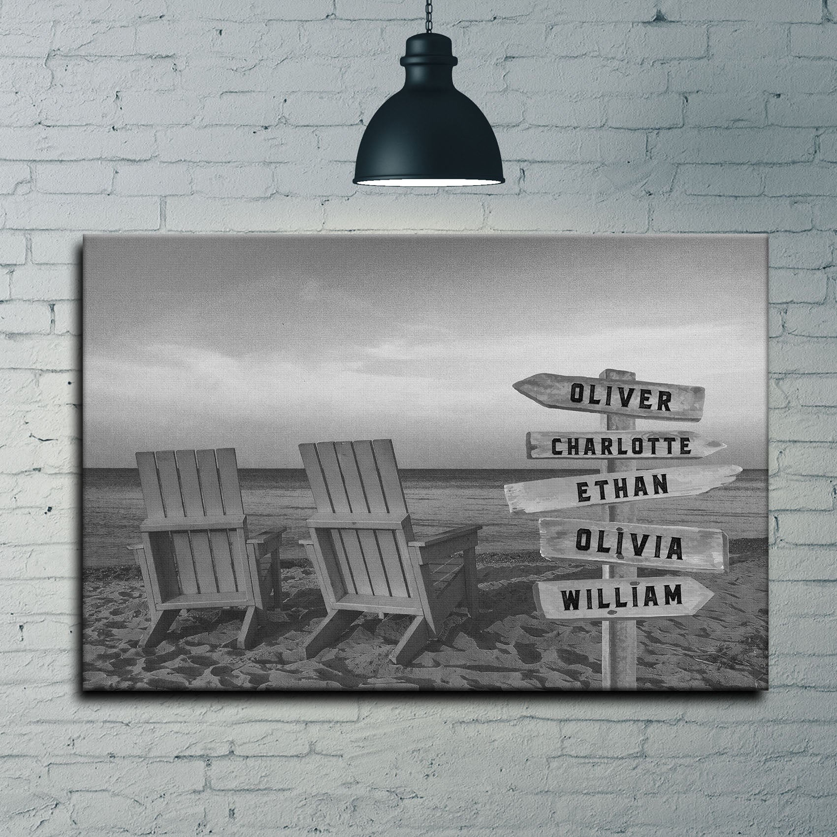 Monochrome Beach Name Sign on sale at MyriadMart
