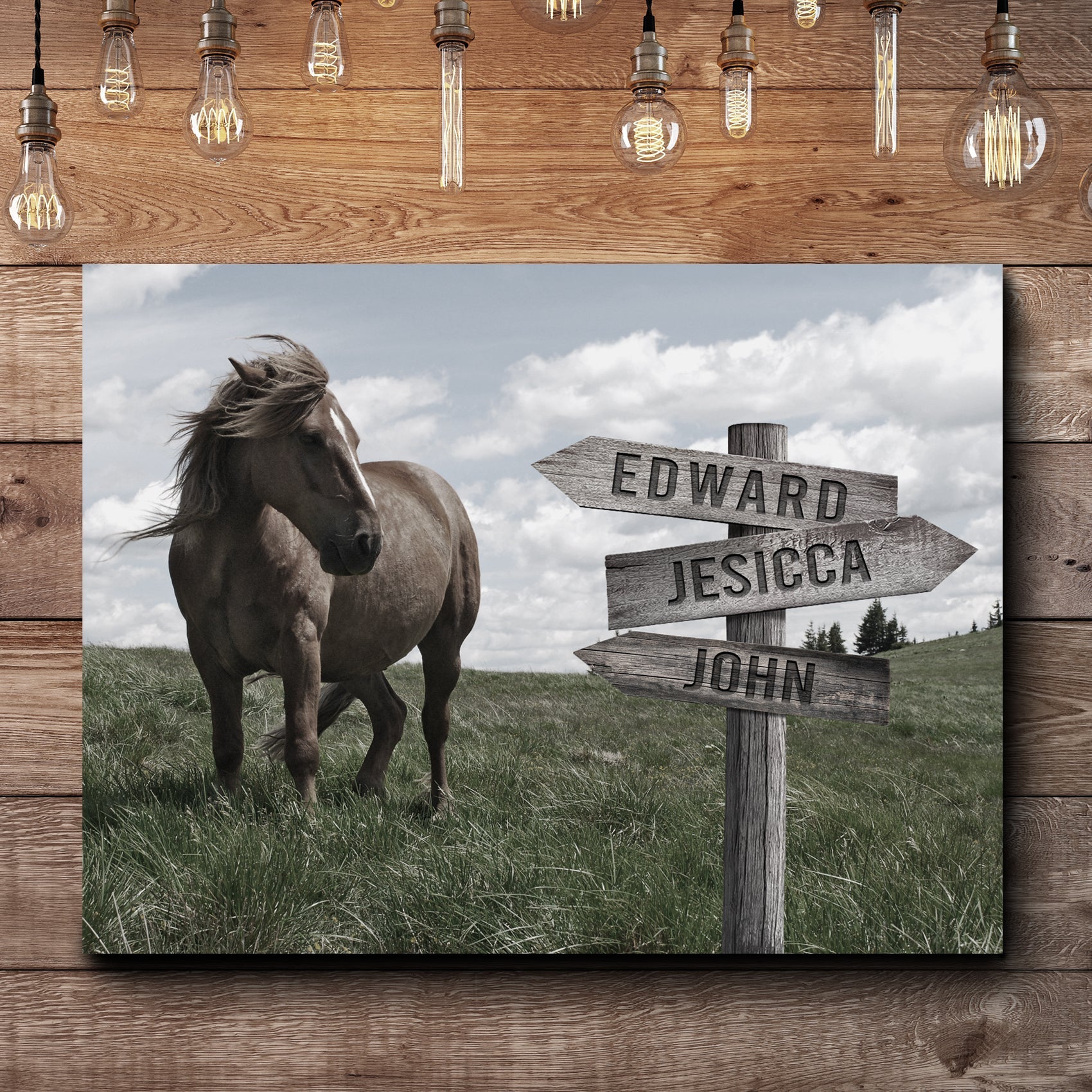 Classic Horse Family Name Sign on sale at MyriadMart