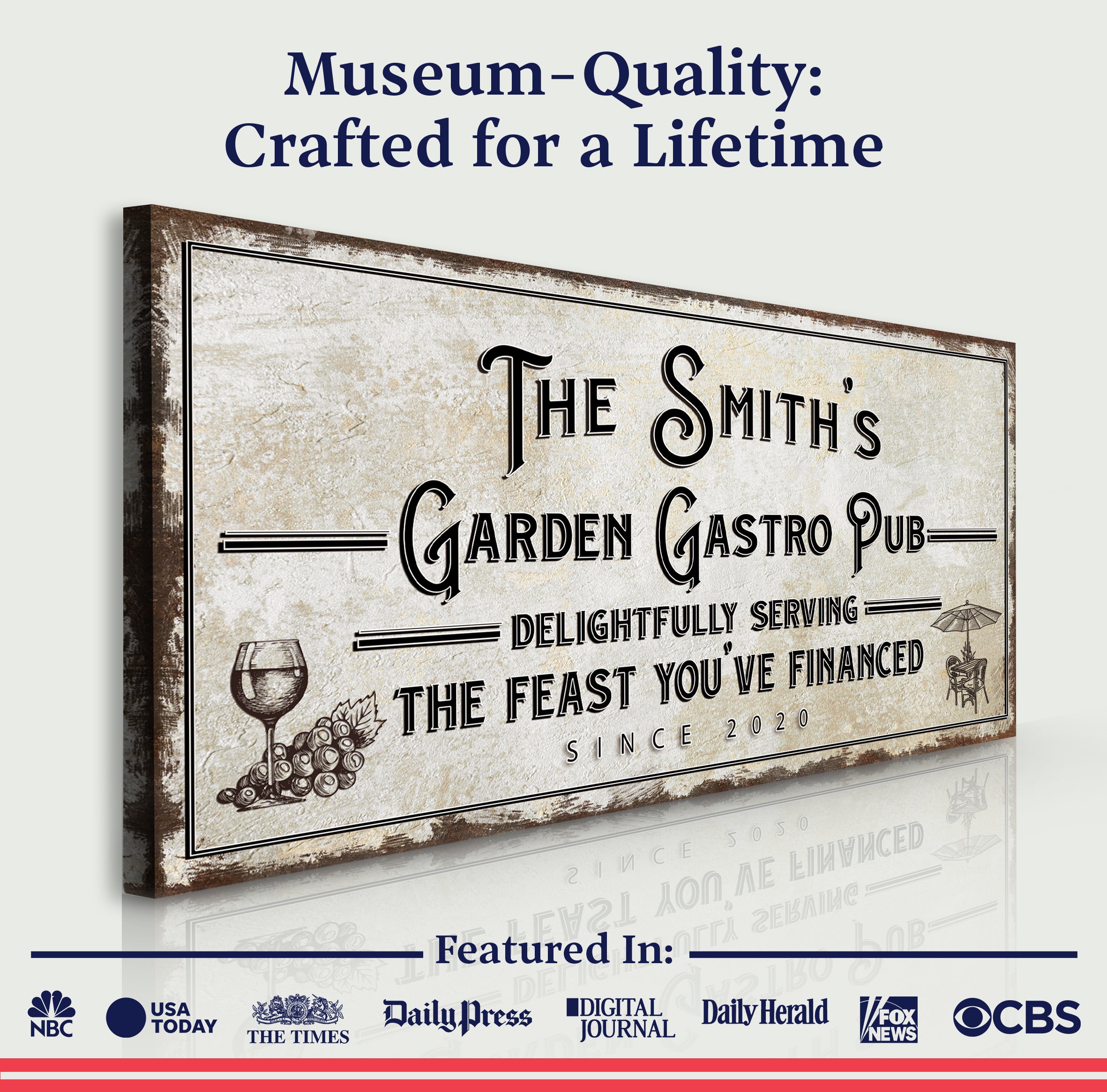 Garden Gastro Pub The Feast You've Financed Sign on sale at MyriadMart
