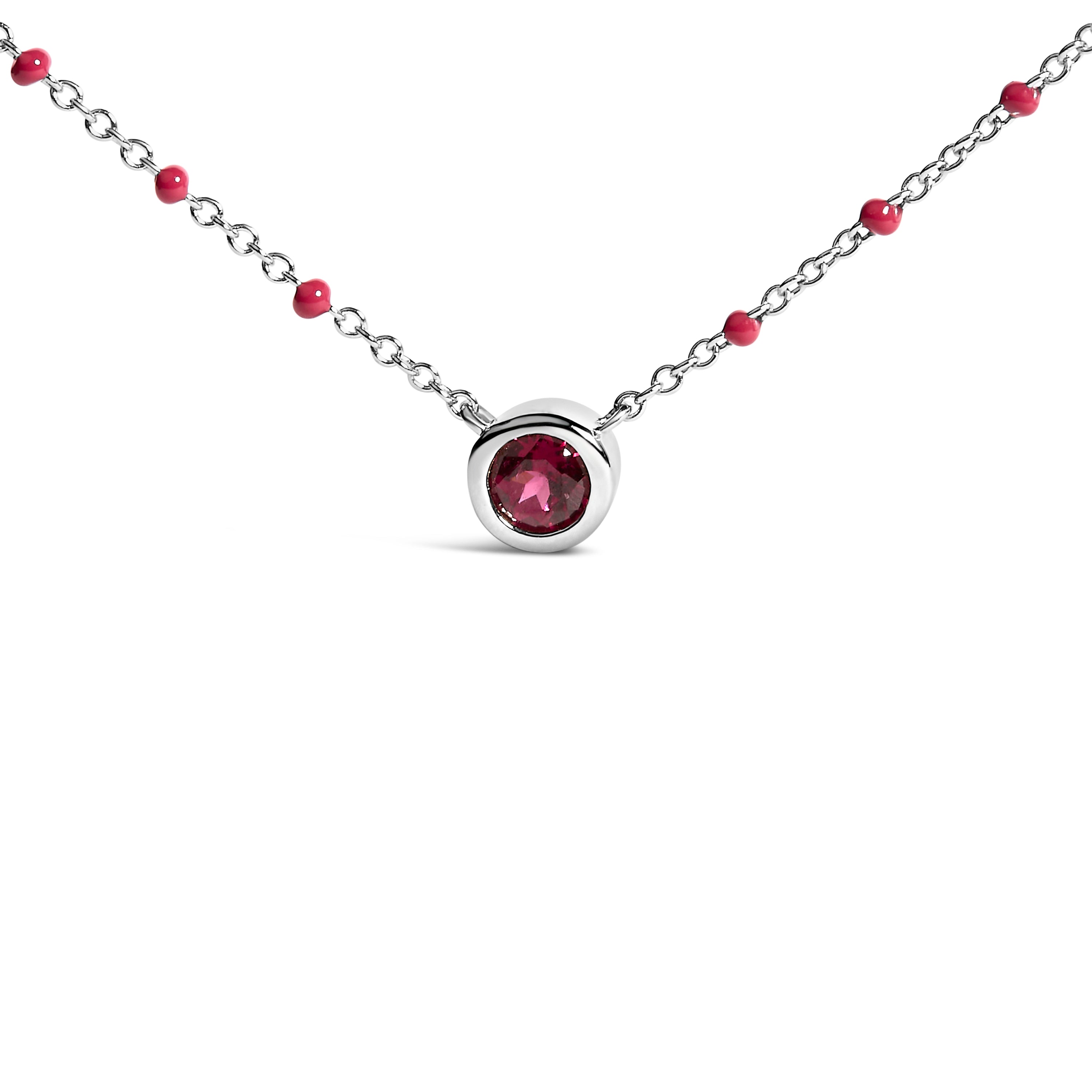 Sterling Silver Rhodolite Enamel Bead Chain Necklace 18 Inch on sale at MyriadMart