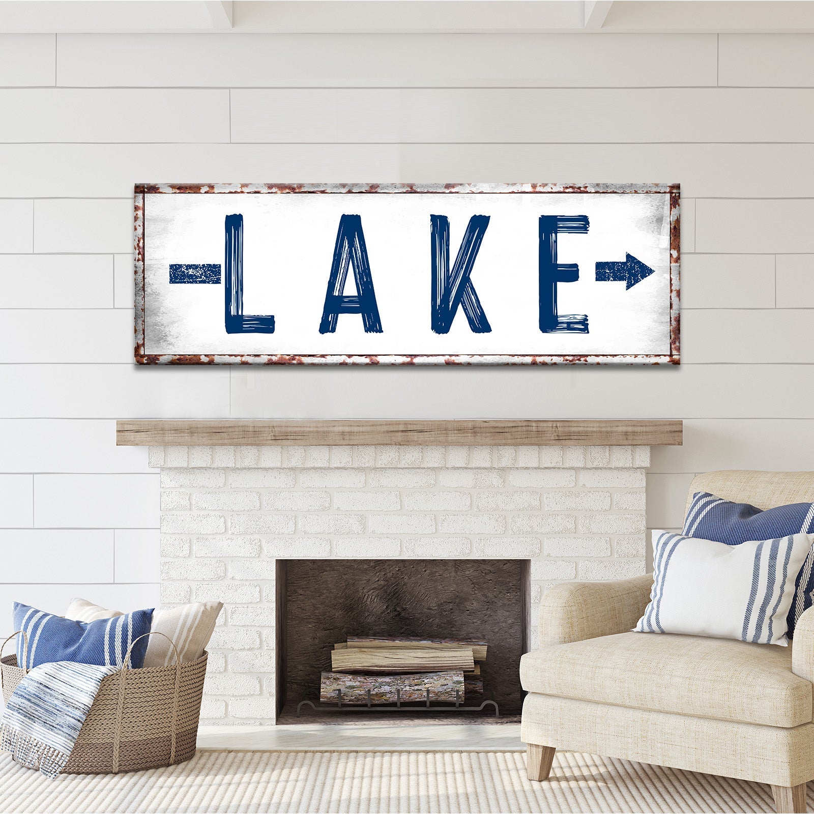 Rustic Lake Arrow Sign on sale at MyriadMart