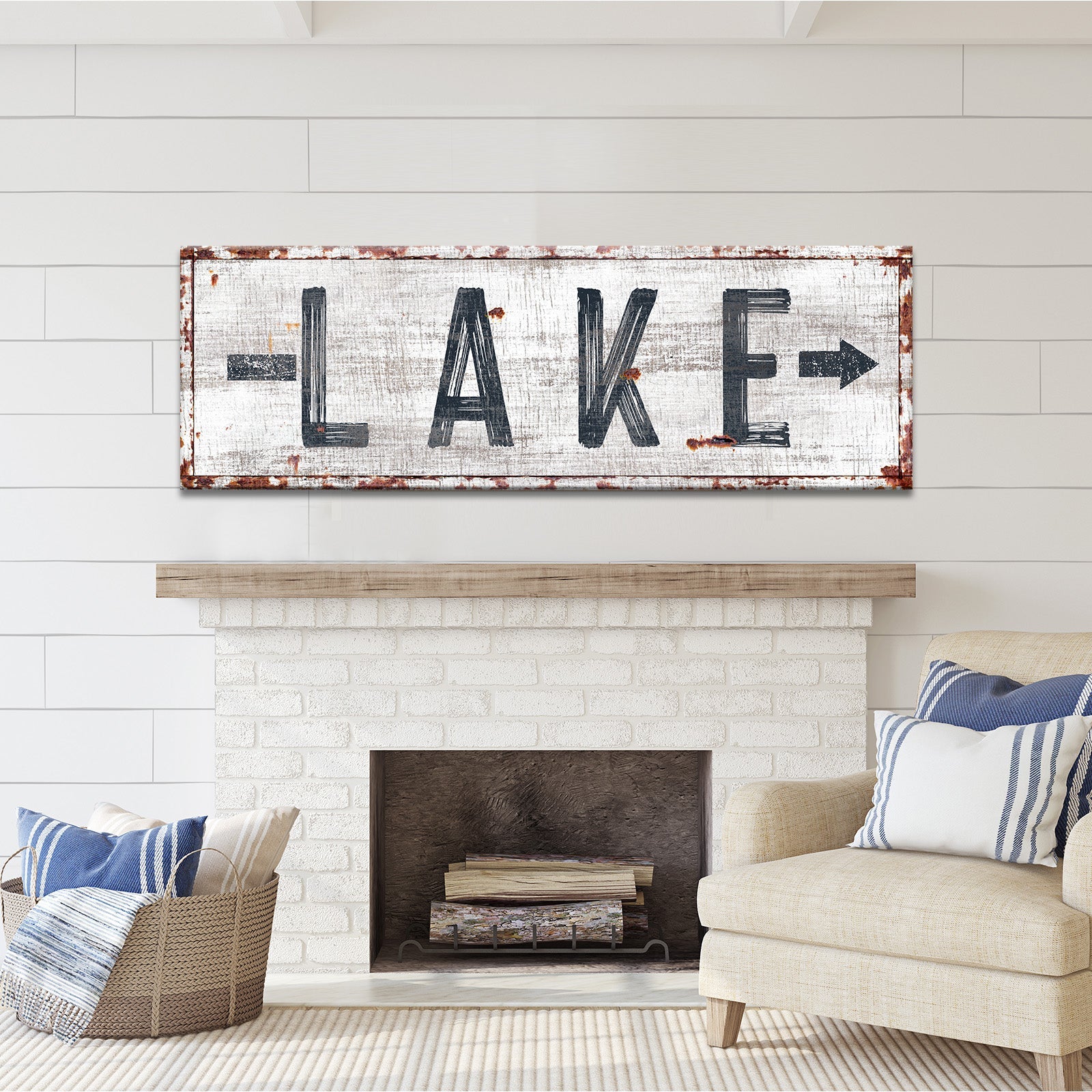 Rustic Lake Arrow Sign on sale at MyriadMart