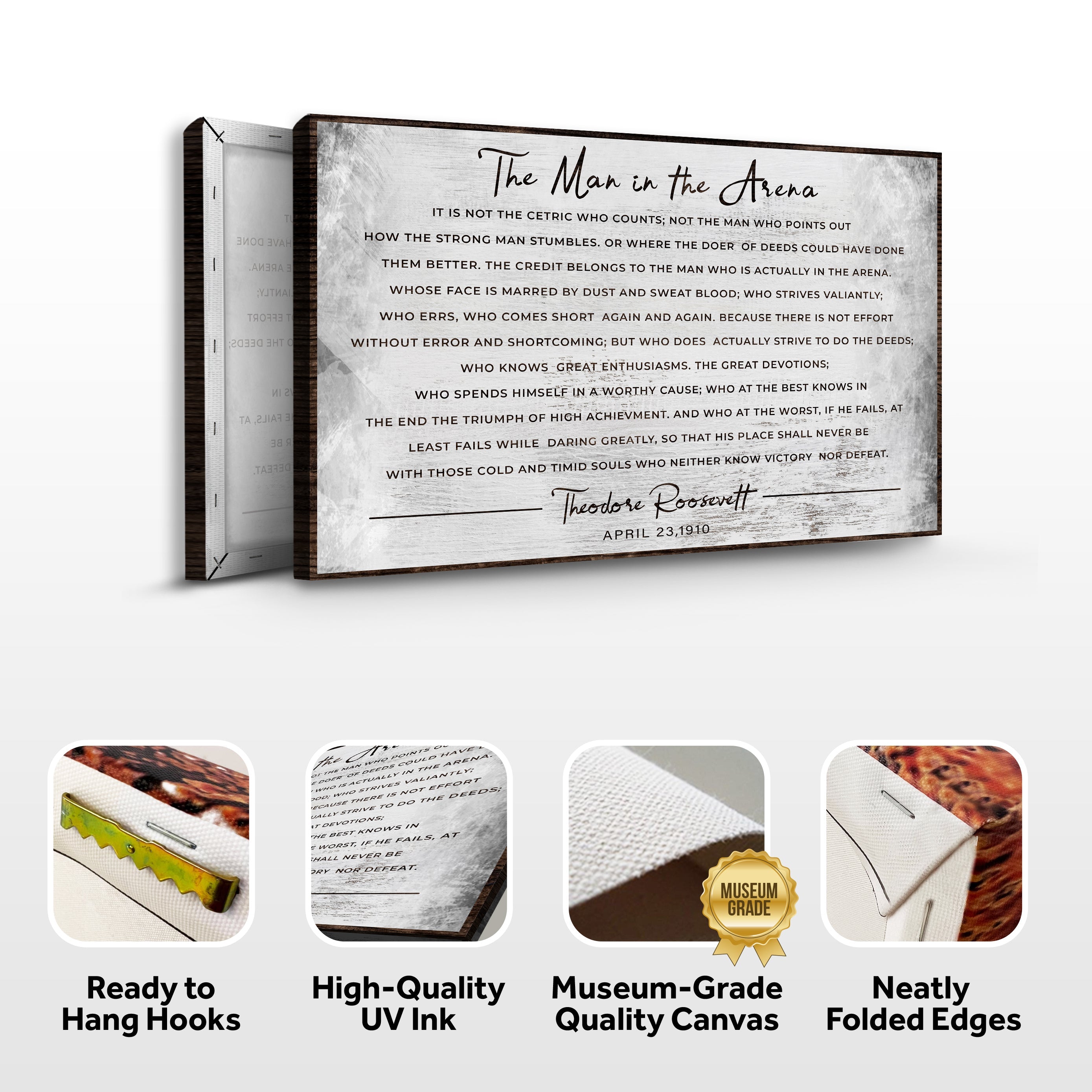 The Man In The Arena Grunge Sign on sale at MyriadMart