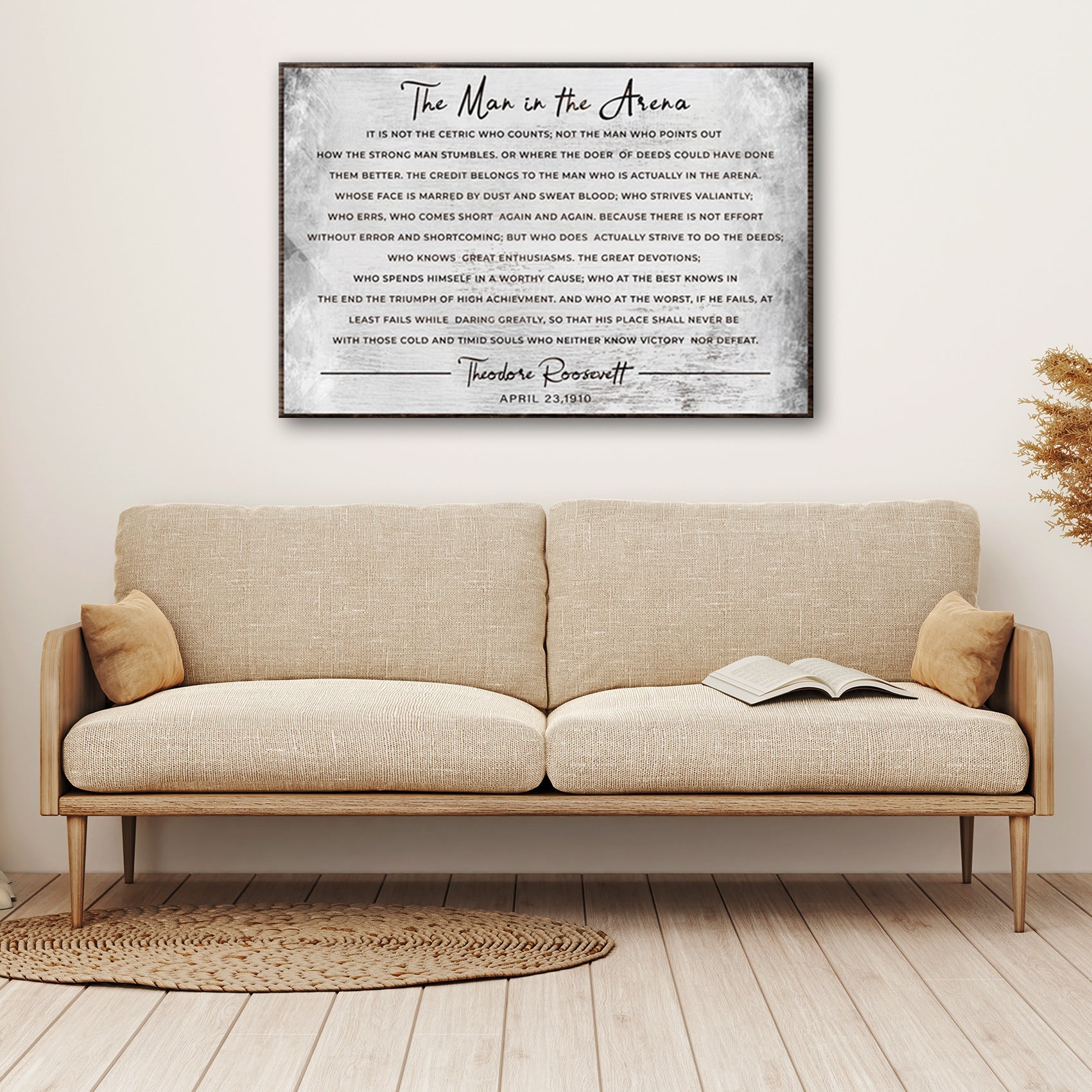 The Man In The Arena Grunge Sign on sale at MyriadMart