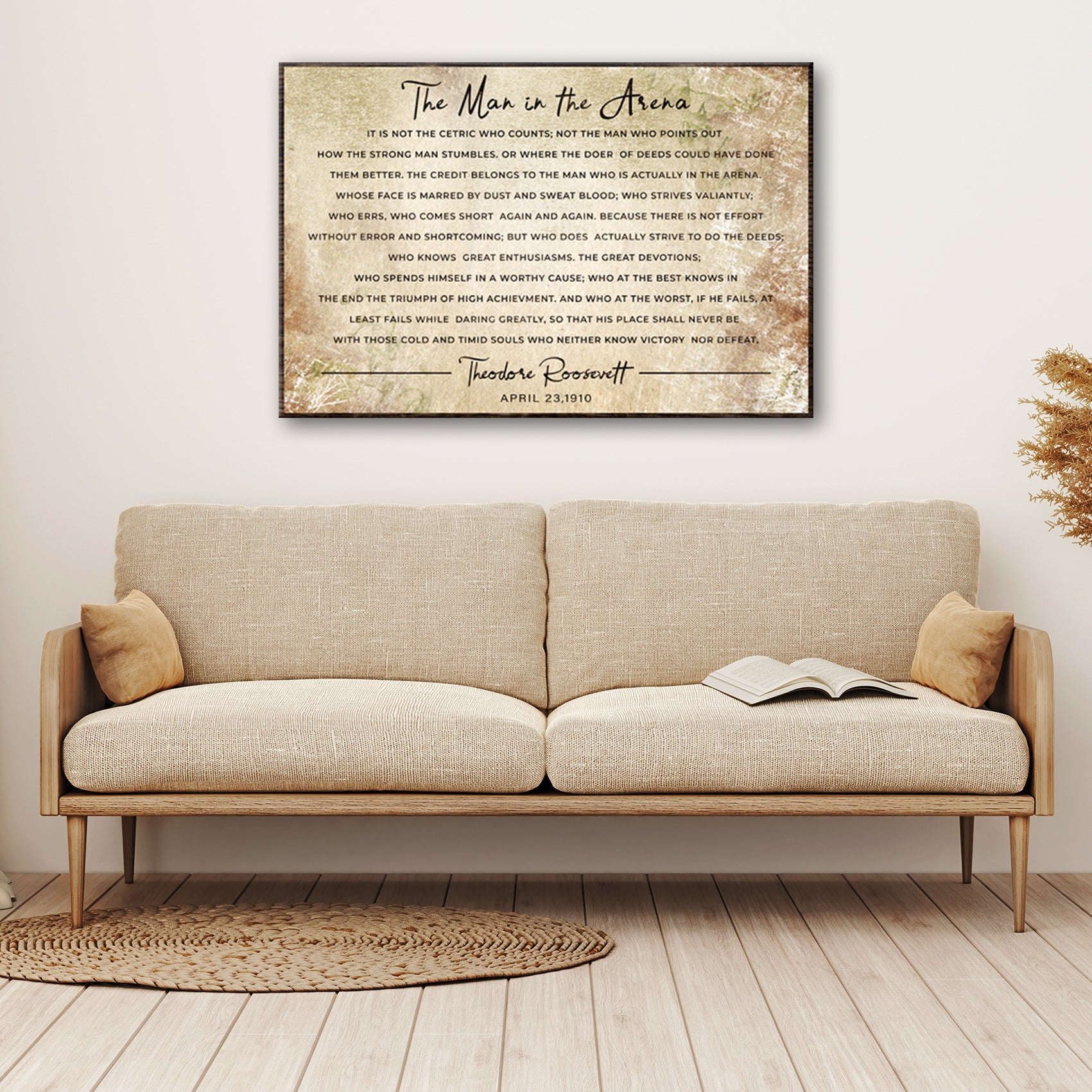 The Man In The Arena Grunge Sign on sale at MyriadMart