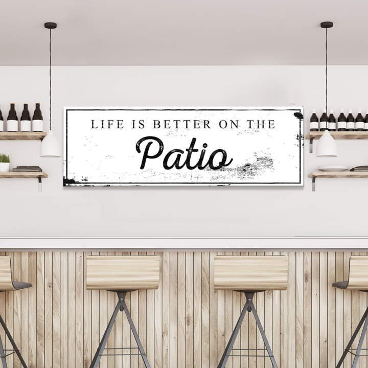 Life Is Better On The Patio Sign on sale at MyriadMart