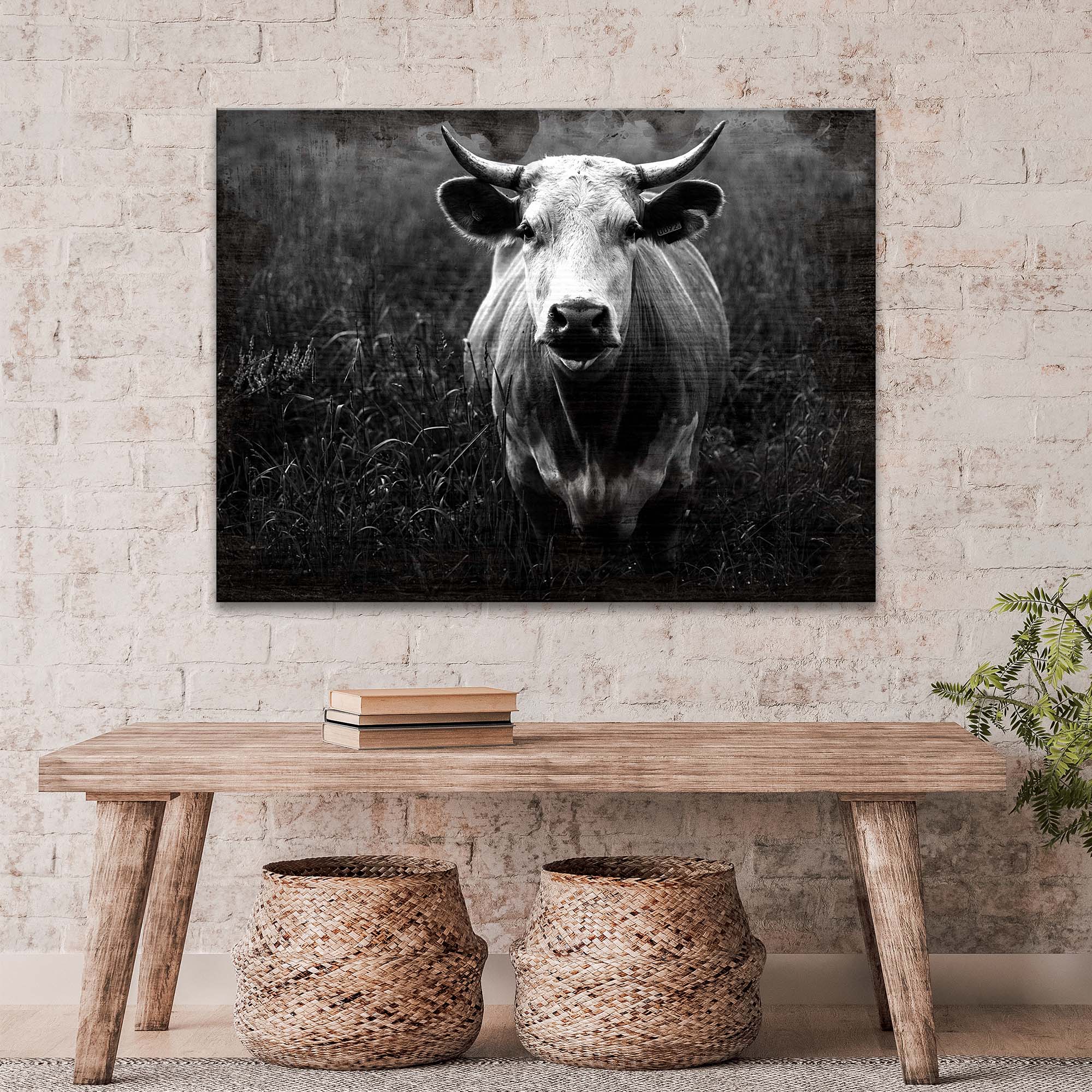 Longhorn Cattle Portrait Canvas Wall Art on sale at MyriadMart
