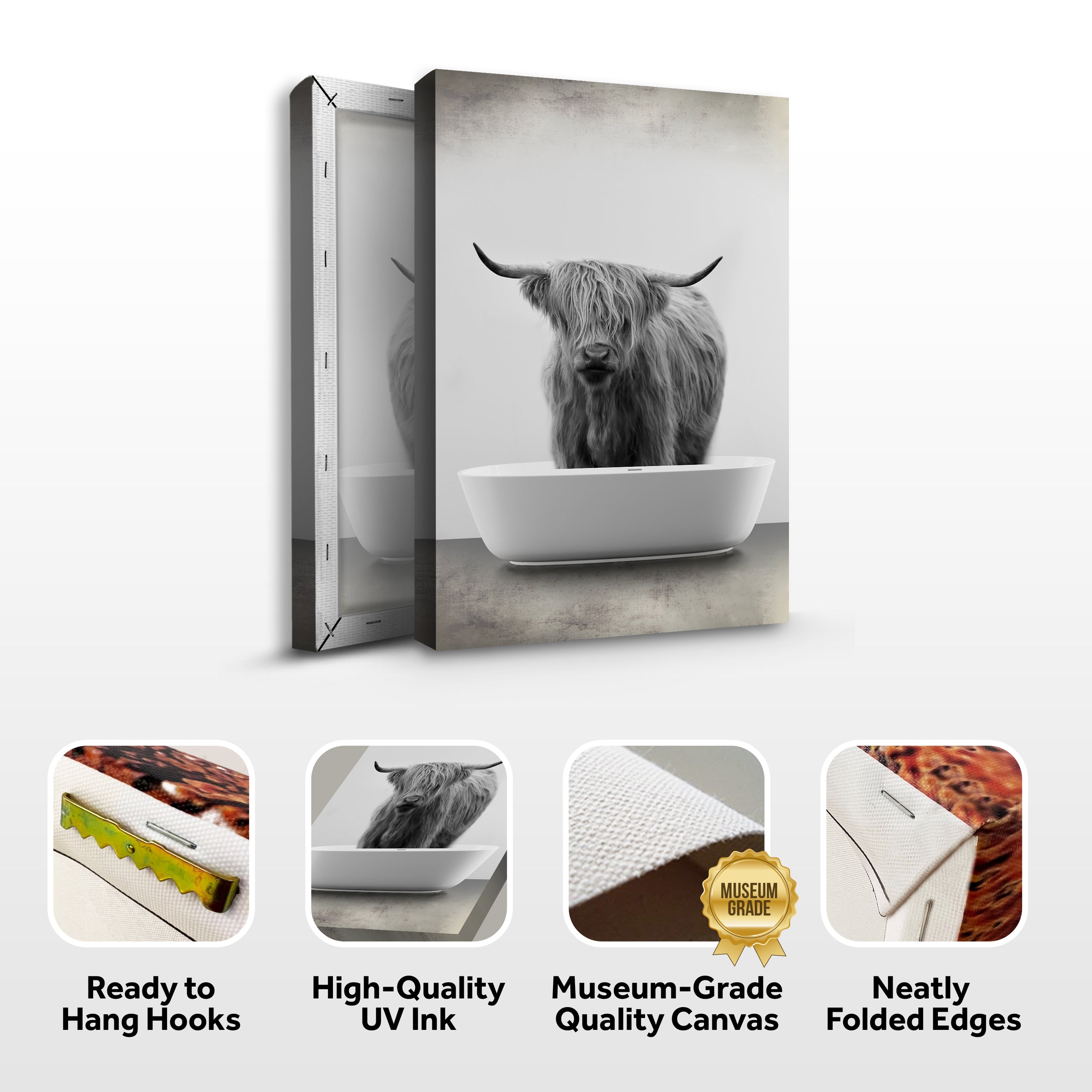 Highland Cattle Bath Canvas Wall Art IV on sale at MyriadMart
