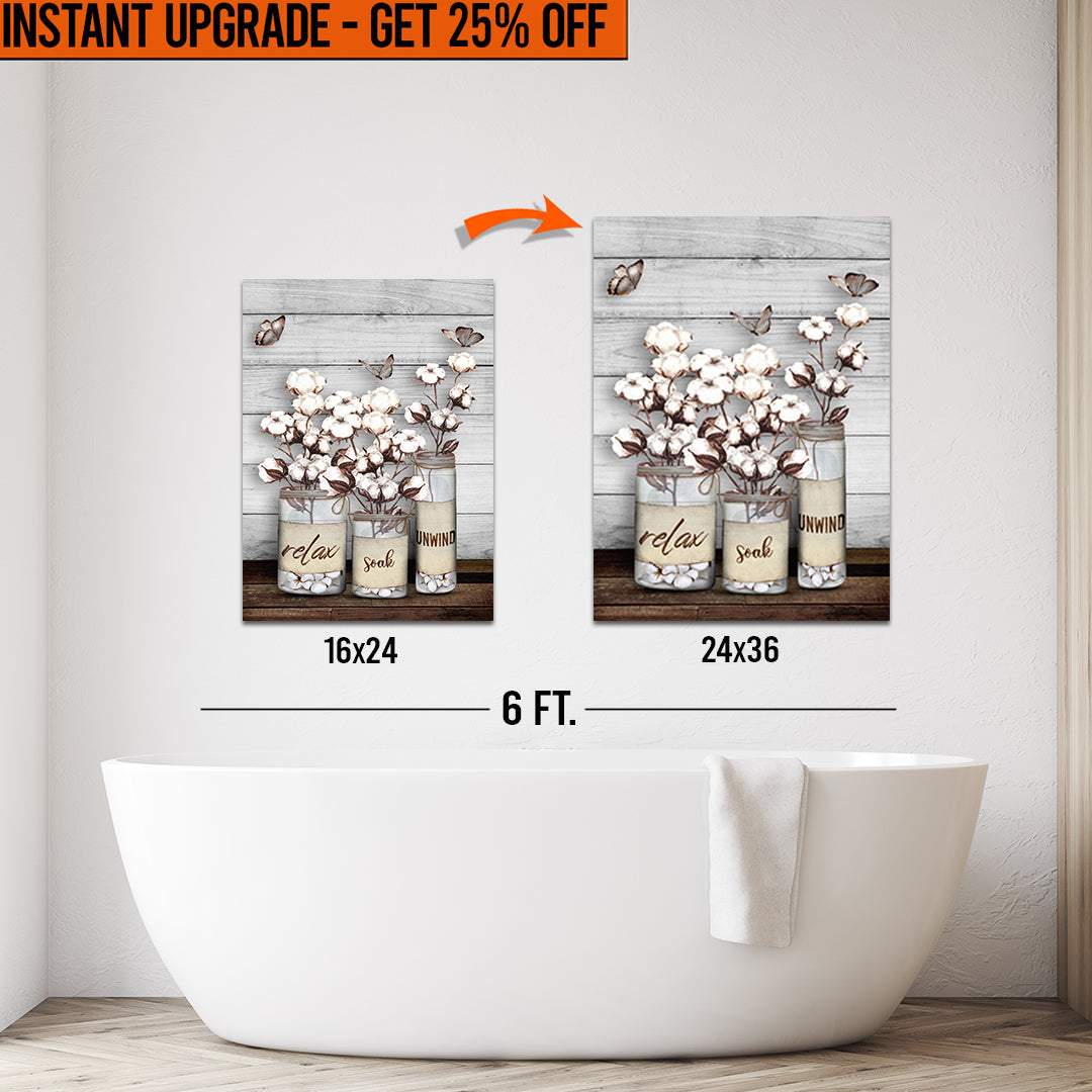 Upgrade Your 24x16 Inches 'Relax, Soak, Unwind' Canvas To 36x24 Inches on sale at MyriadMart
