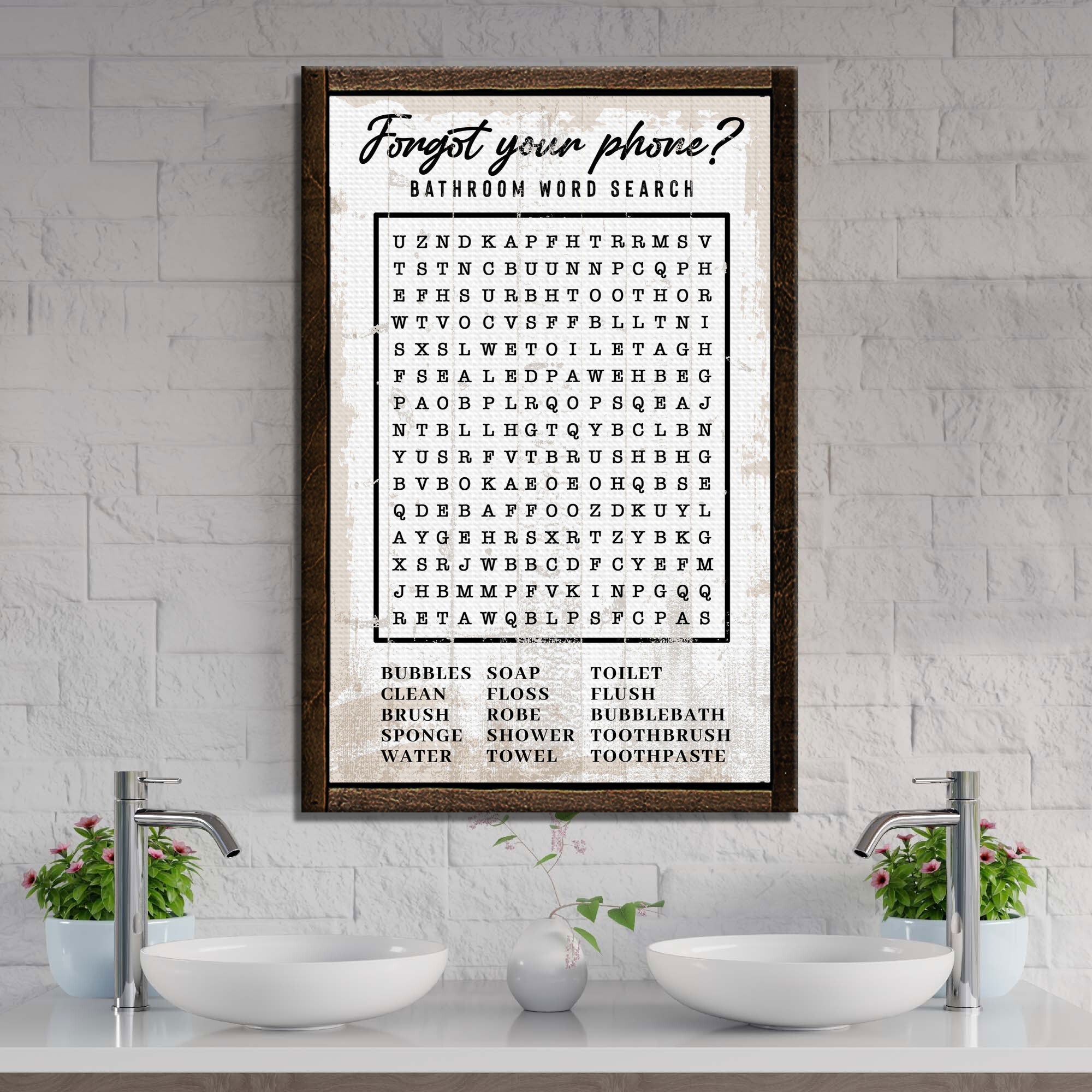 Bathroom Word Search Sign on sale at MyriadMart