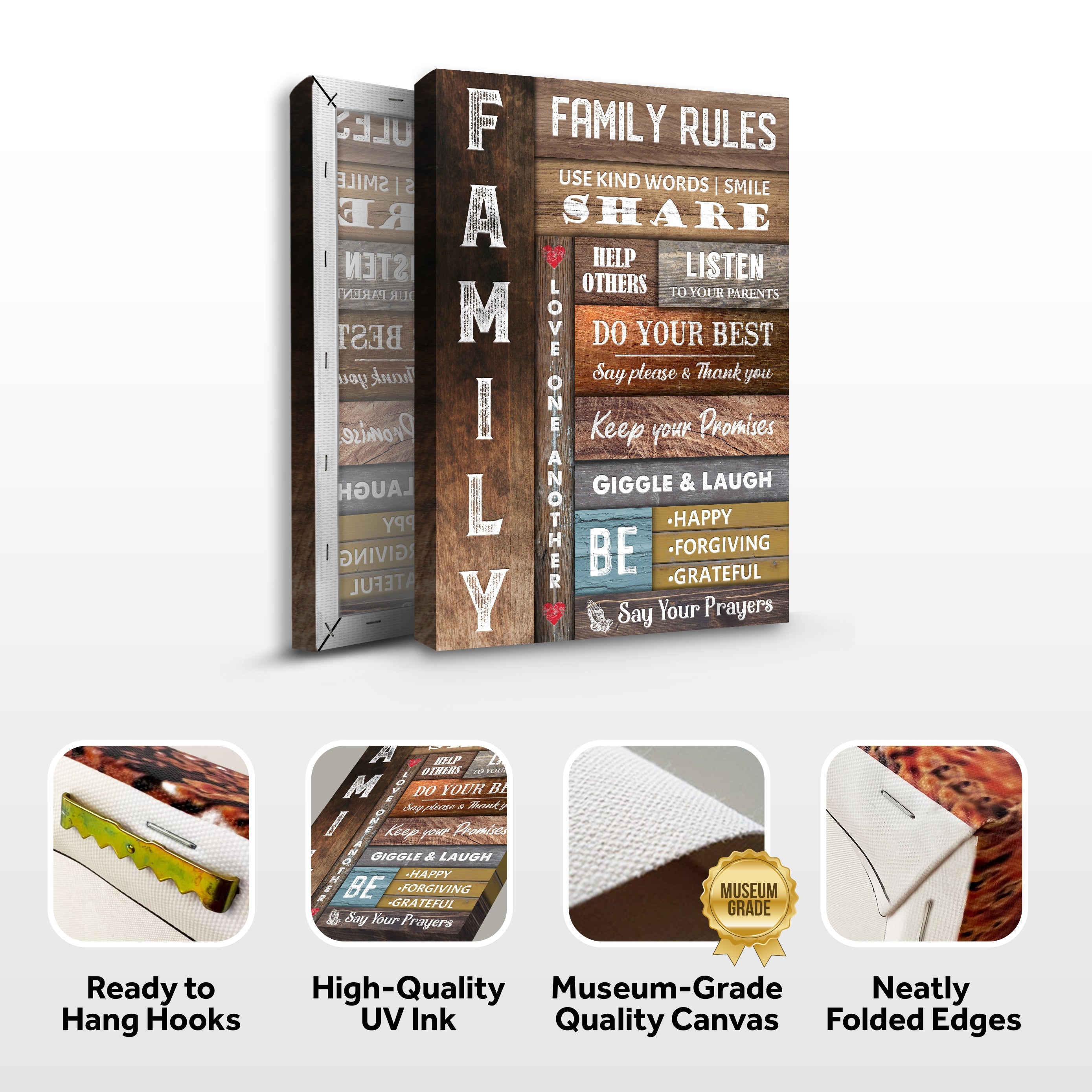 Use Kind Words, Listen To Your Parents Family Rules Sign on sale at MyriadMart