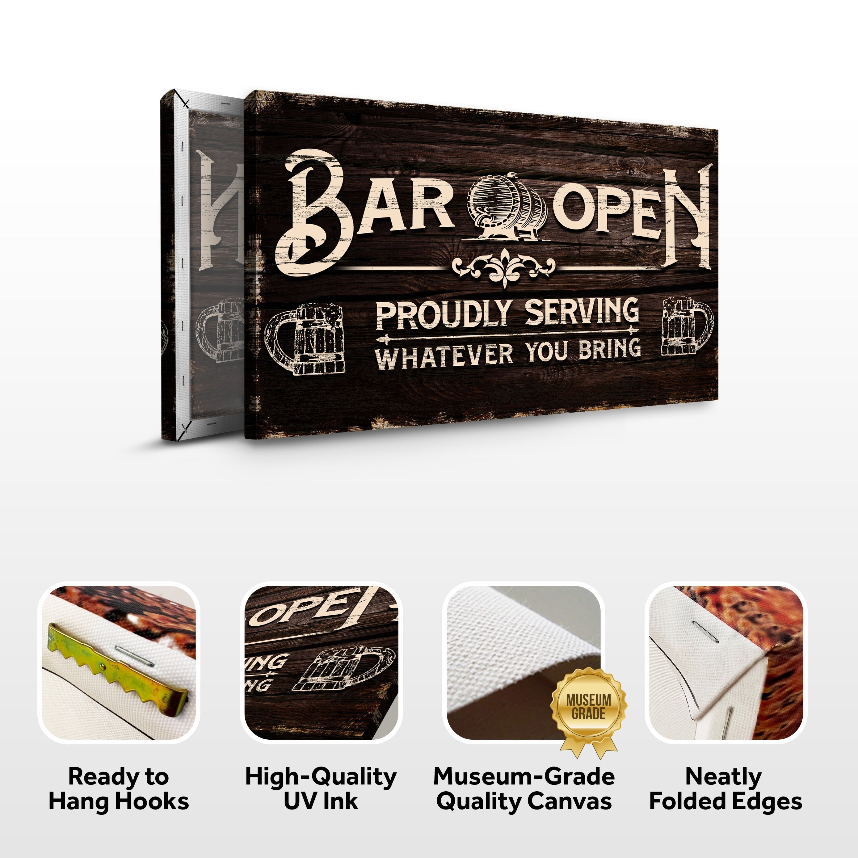 Bar Open Proudly Serving Whatever You Bring Sign on sale at MyriadMart
