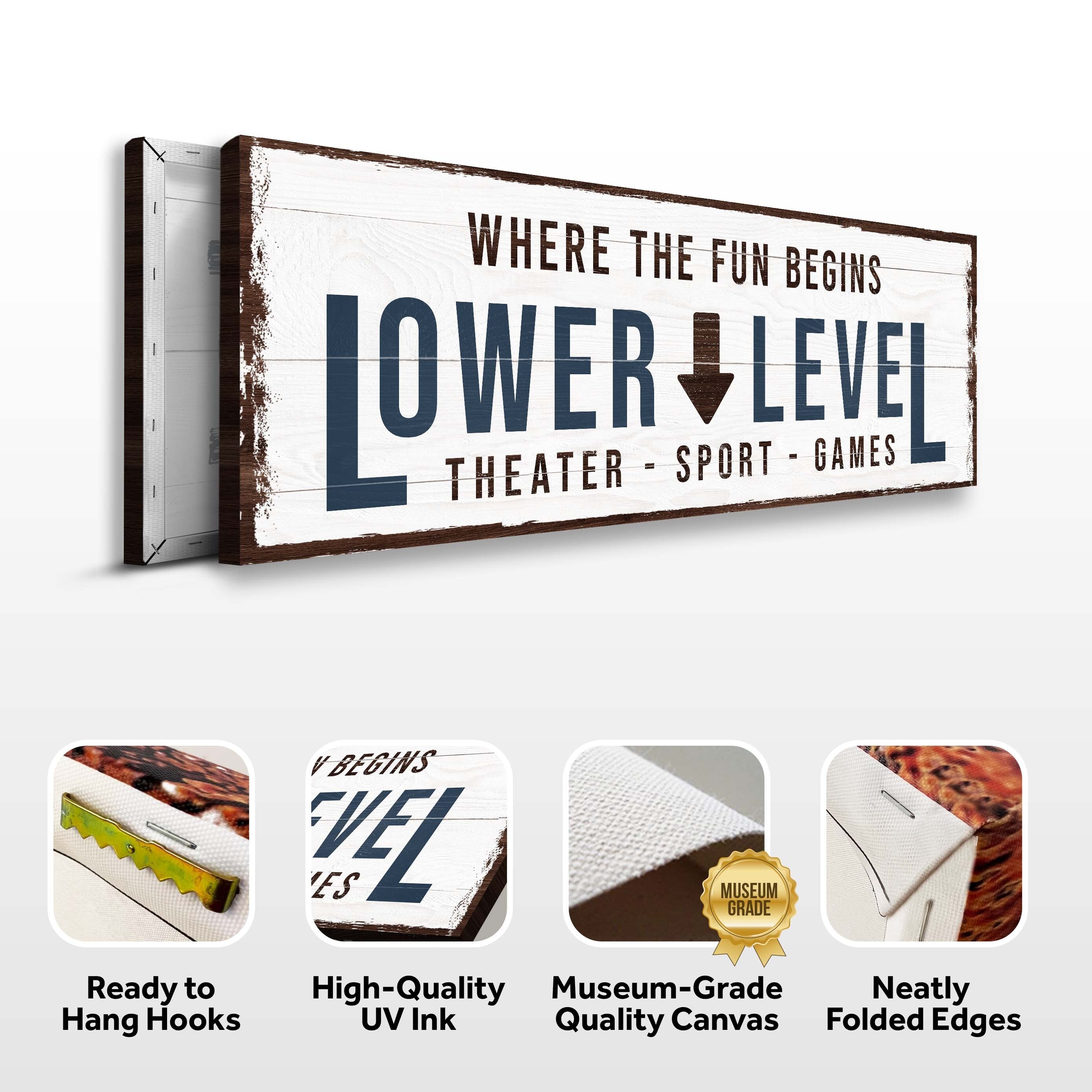 Lower Level Sign: Custom Bar Signs for Home Bar – Ideal for Personalized Basement Bar Sign on sale at MyriadMart