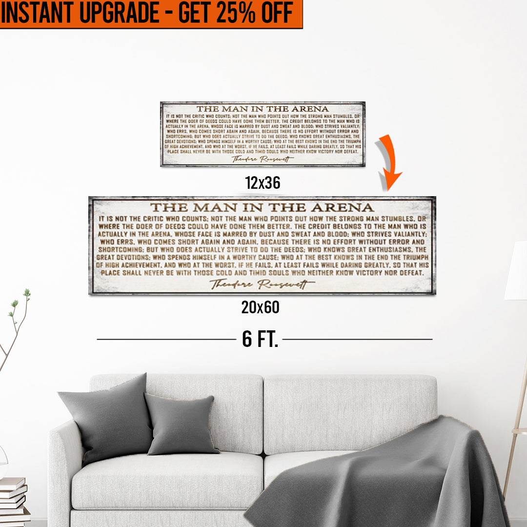 Upgrade Your 'The Man In The Arena' Canvas To 20x60 Inches on sale at MyriadMart