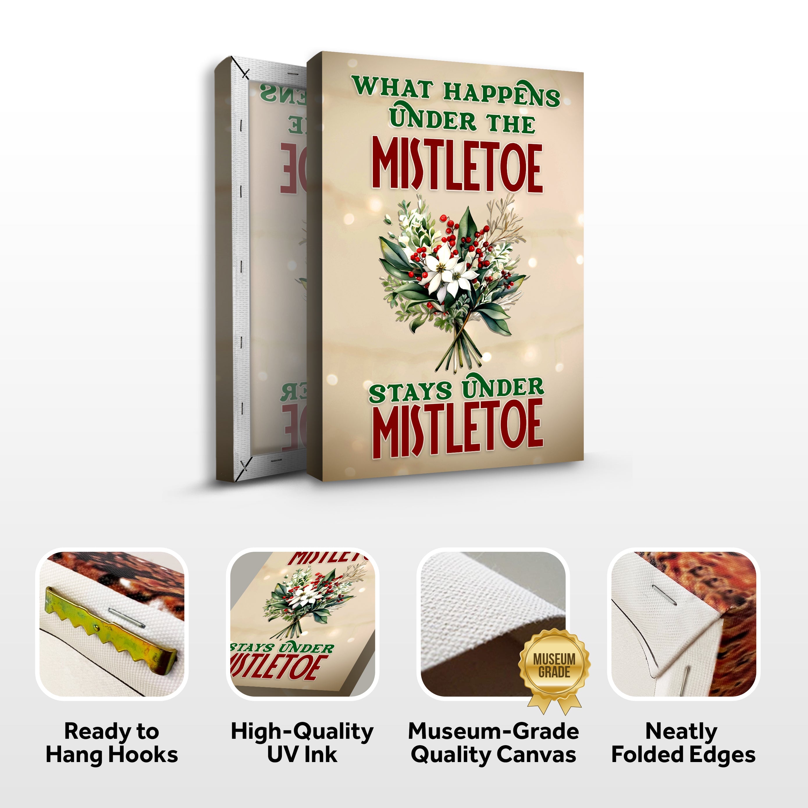 What Happens Under The Mistletoe Stays Under The Mistletoe Sign on sale at MyriadMart