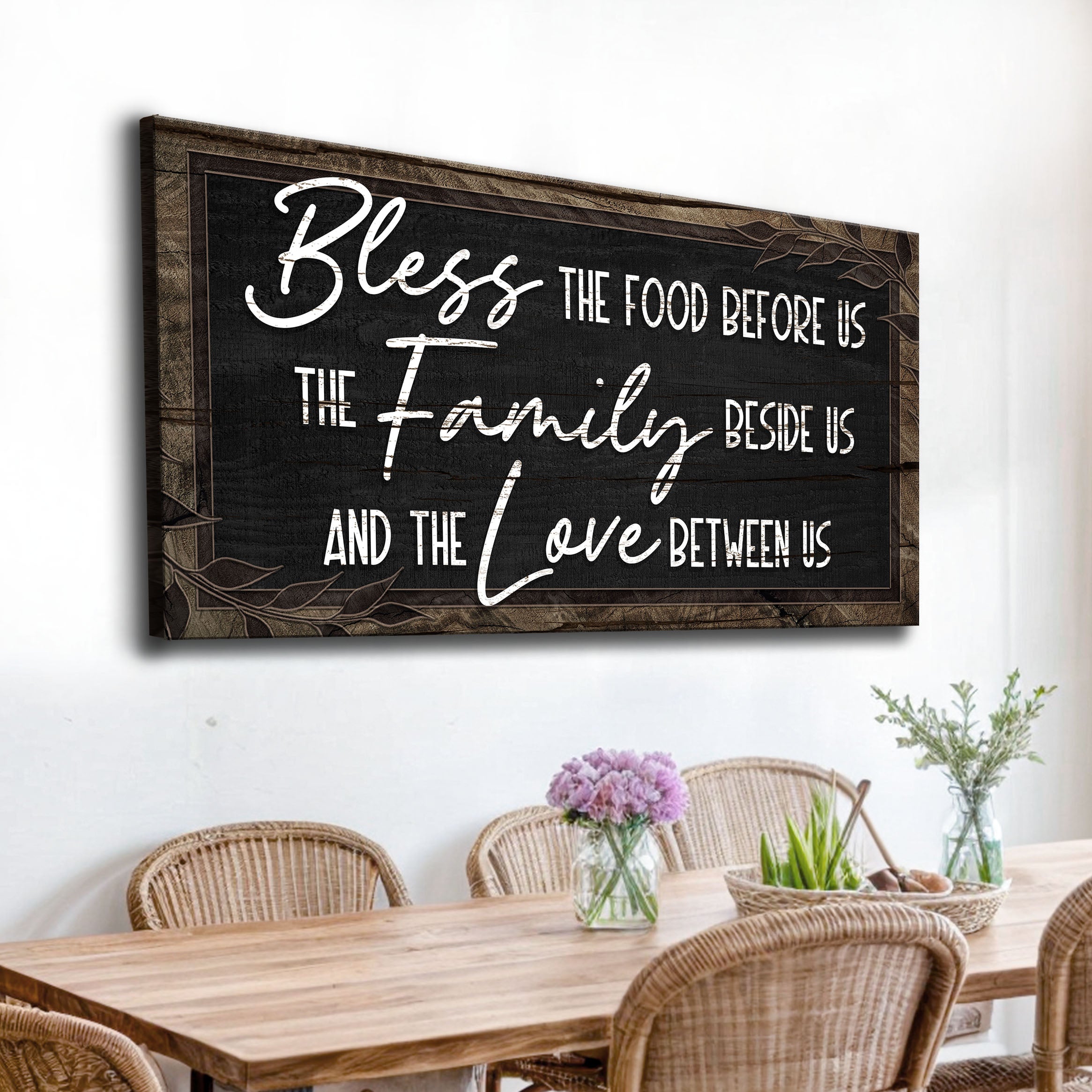 Bless The Food Before Us And The Love Between Us Sign III on sale at MyriadMart