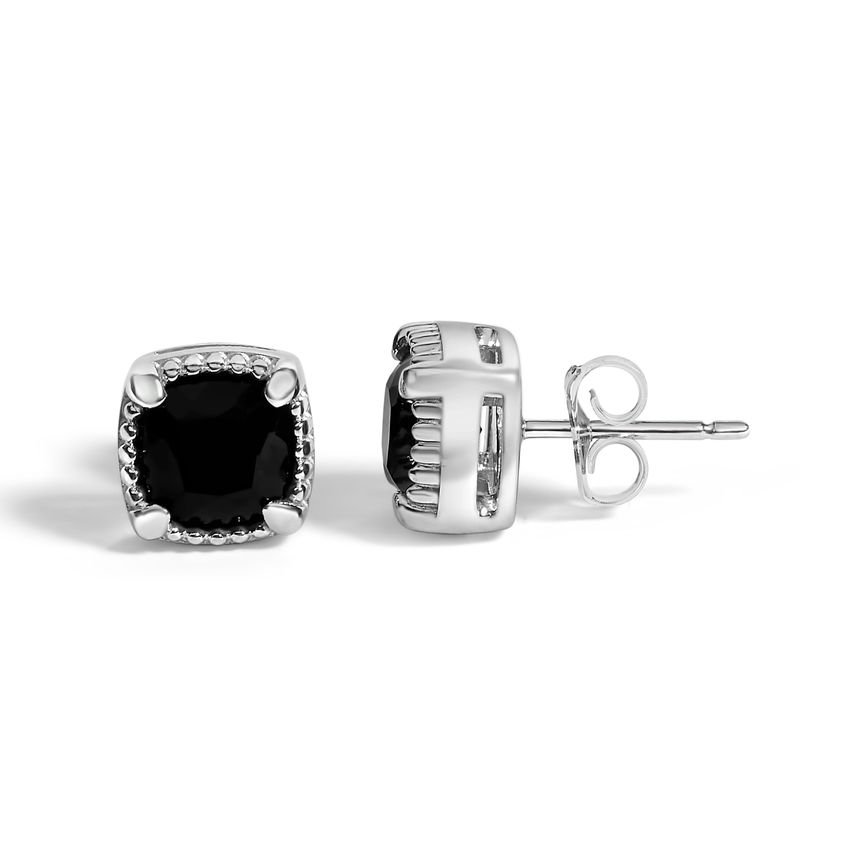 Sterling Silver Cushion Onyx 3-Piece Jewelry Set Ring Earrings Pendant 18 Inch Cable Chain on sale at MyriadMart