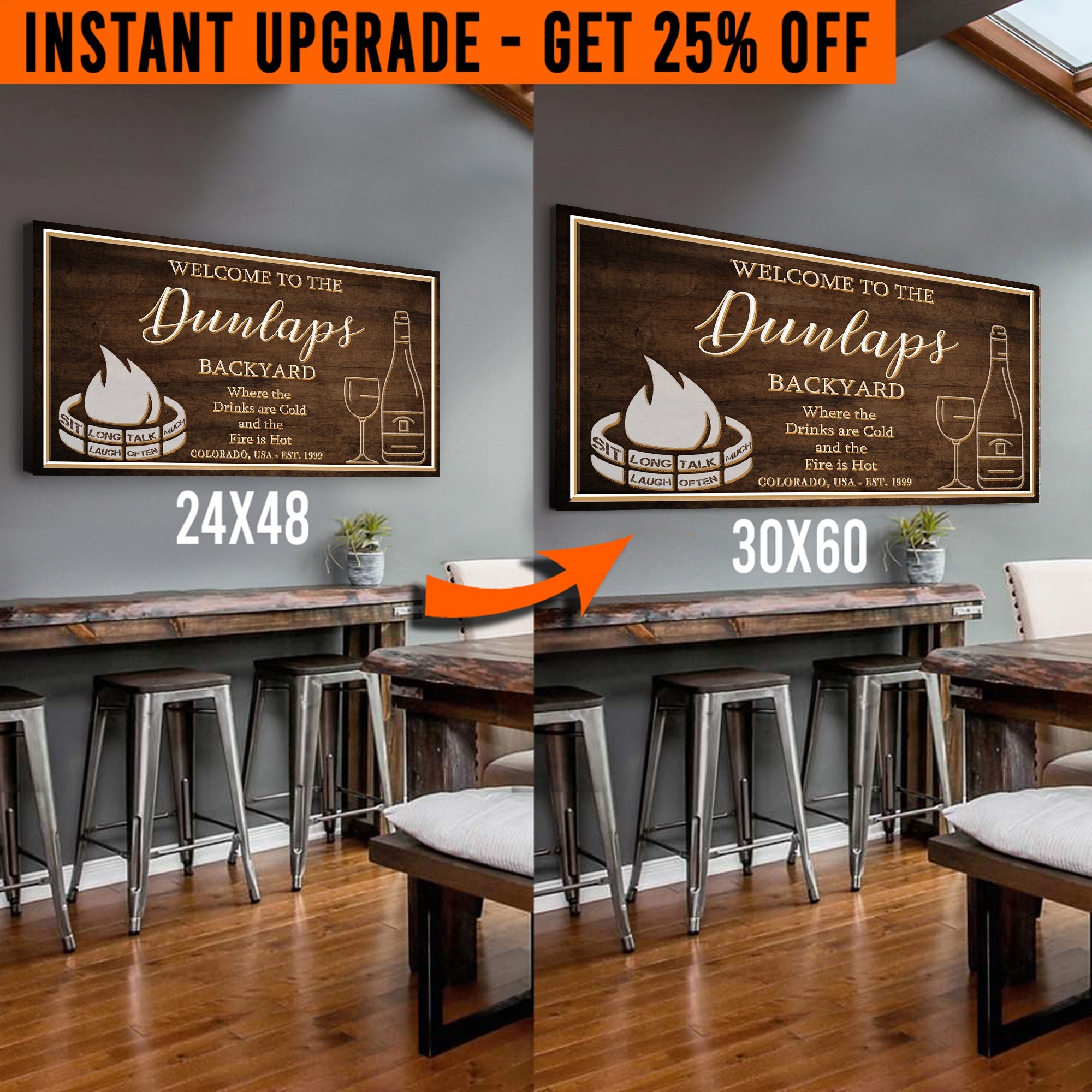 Upgrade Your 48x24 Inches 'Backyard Sign Style 1 Canvas To 60x30 Inches on sale at MyriadMart