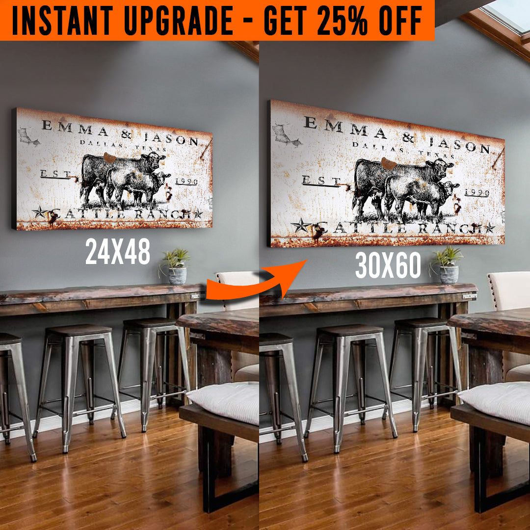 Upgrade Your 48x24 Inches 'Cattle Ranch' Style 2 Canvas To 60x30 Inches on sale at MyriadMart