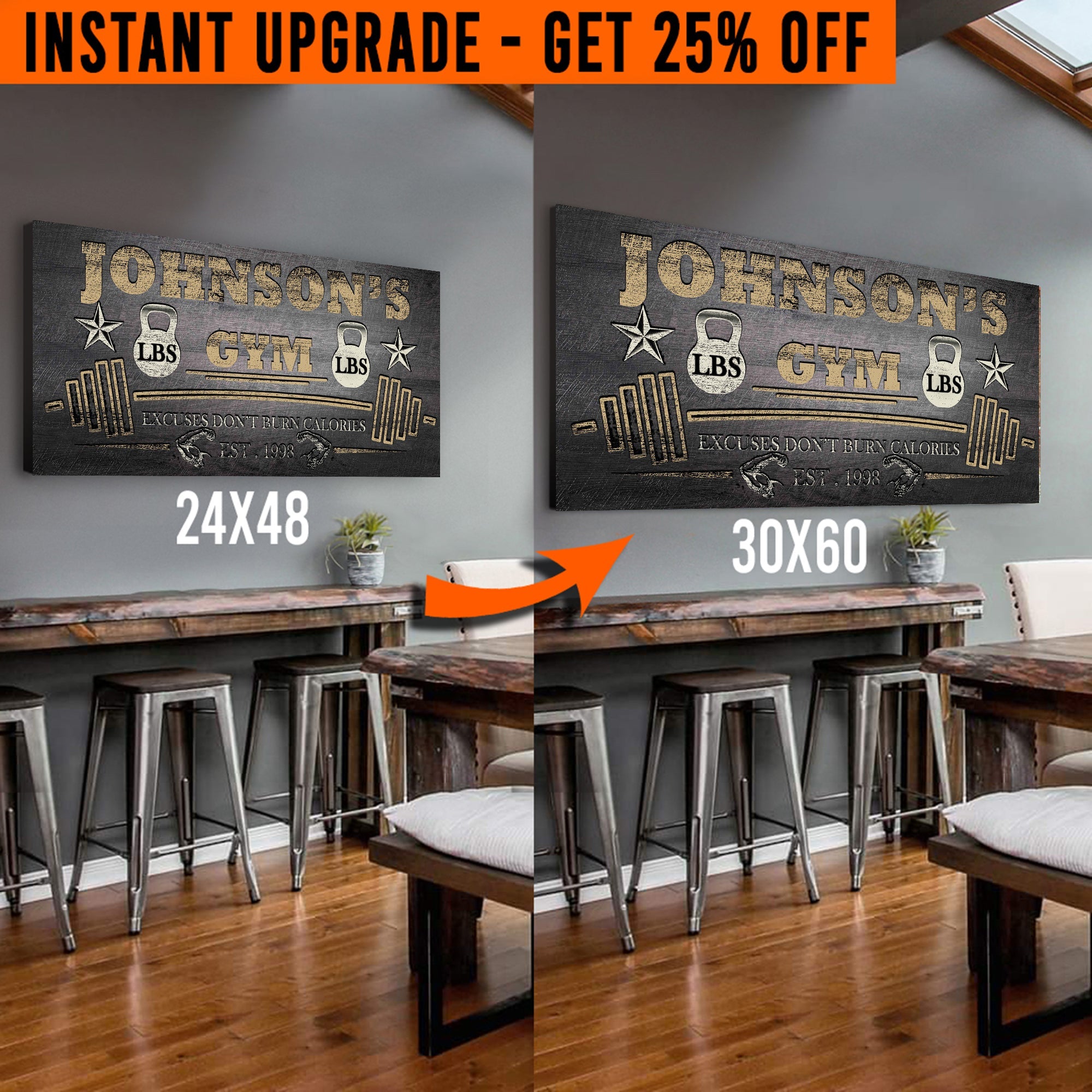 Upgrade Your 48x24 Inches 'Gym' Style 2 Canvas To 60x30 Inches on sale at MyriadMart