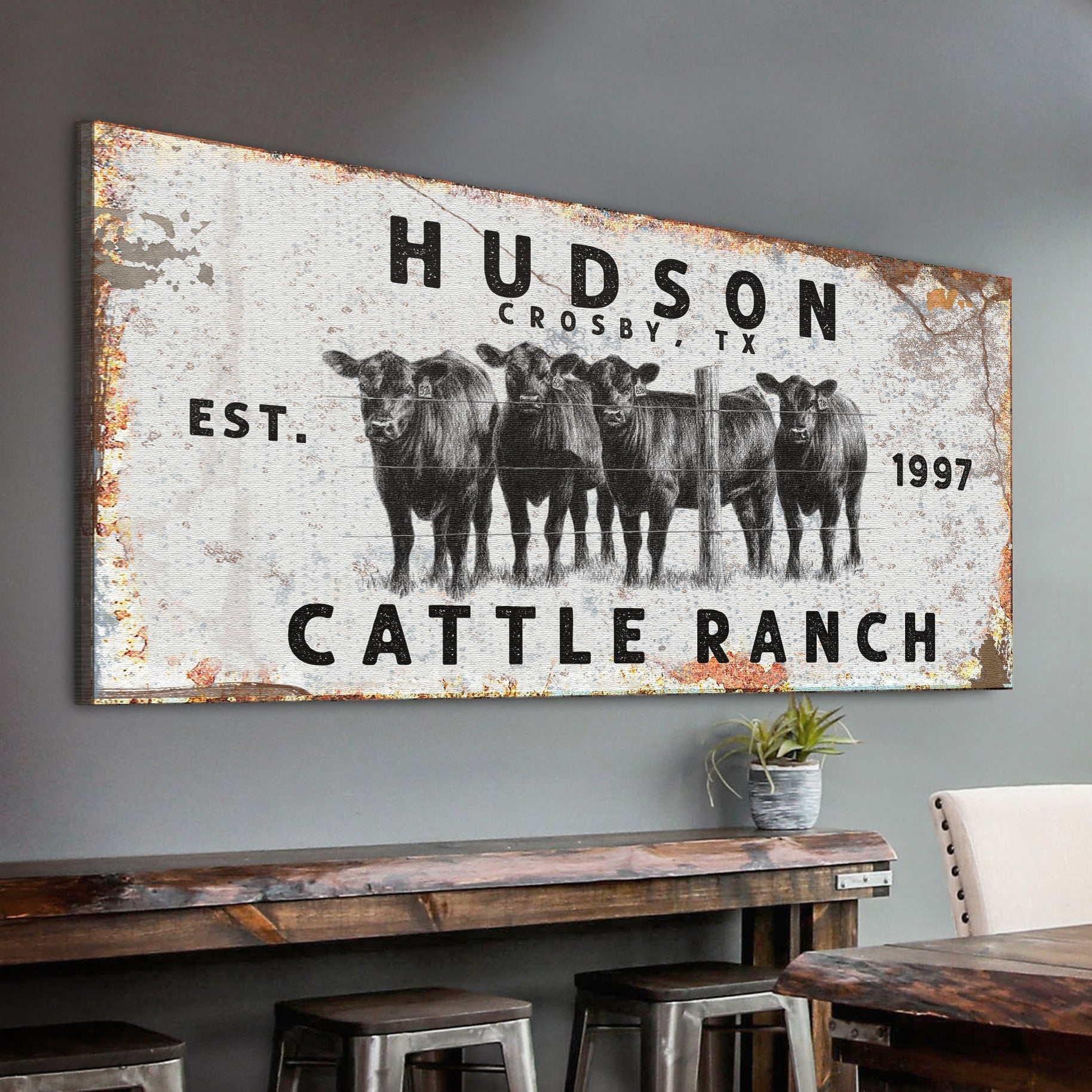 Personalized Cattle Ranch Rustic Sign II on sale at MyriadMart