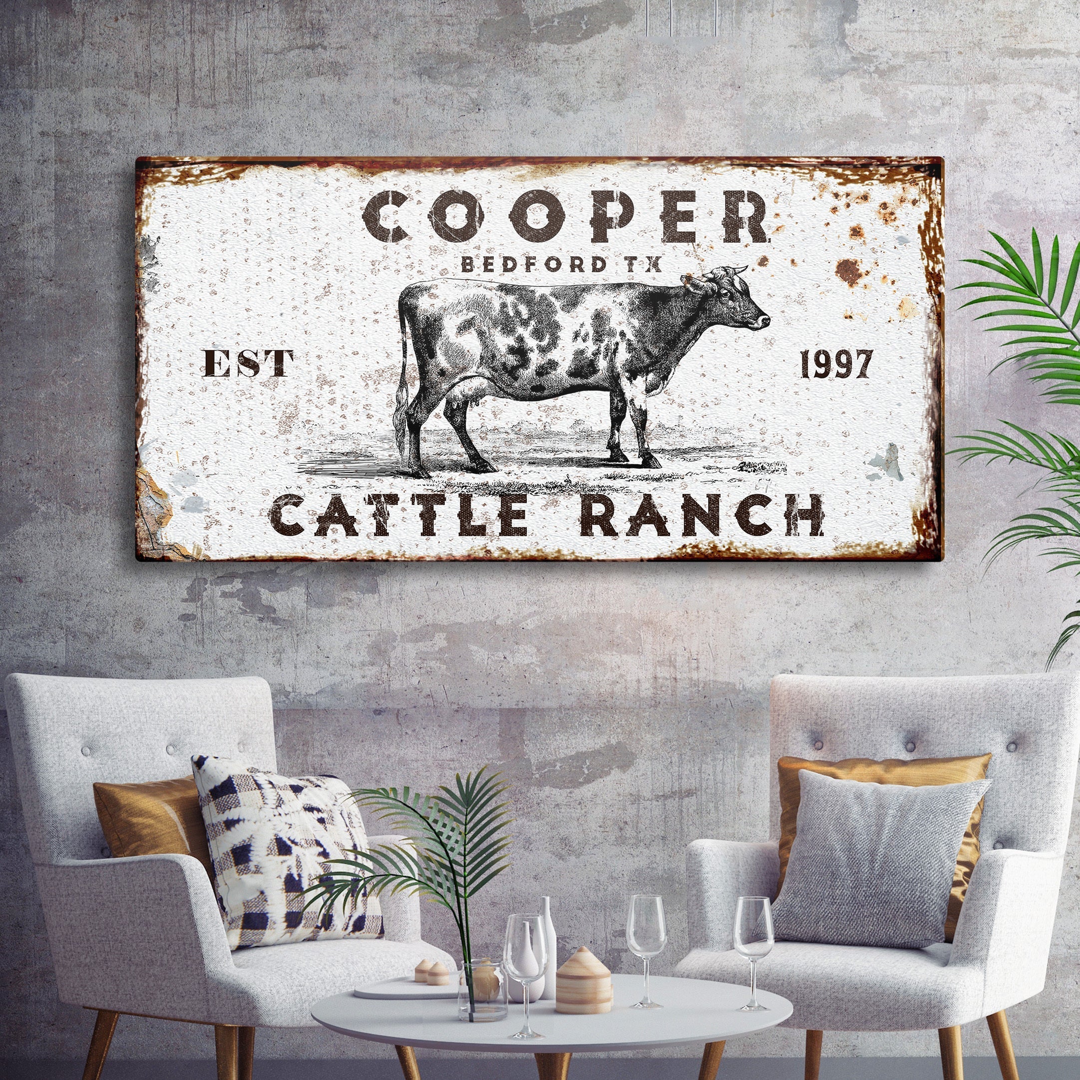 Personalized Cattle Ranch Rustic Sign II on sale at MyriadMart