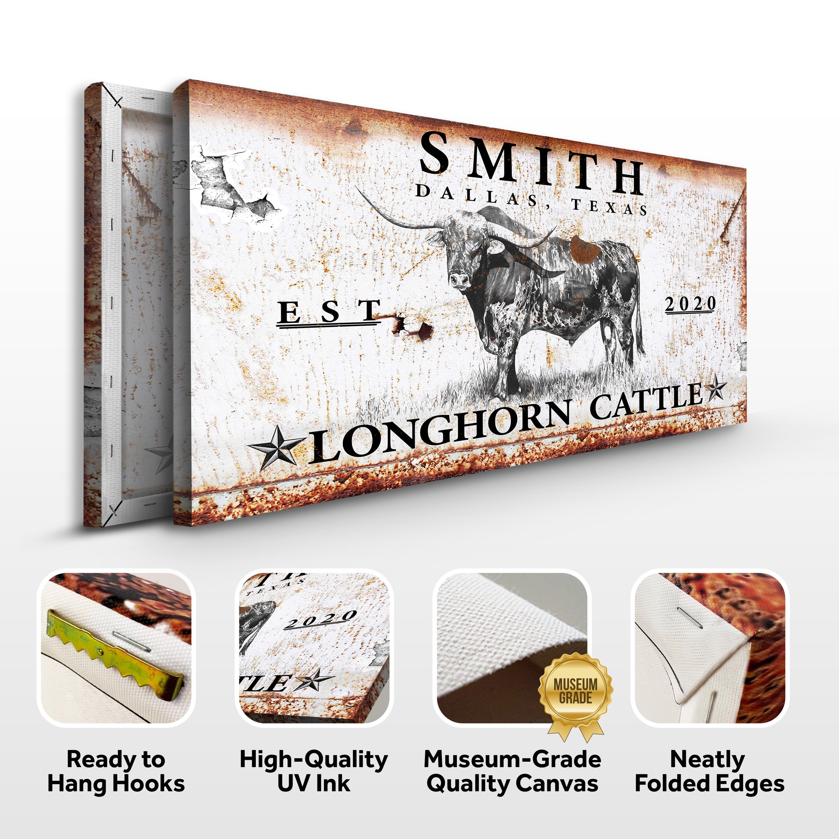 Longhorn Rustic Cattle Sign III on sale at MyriadMart