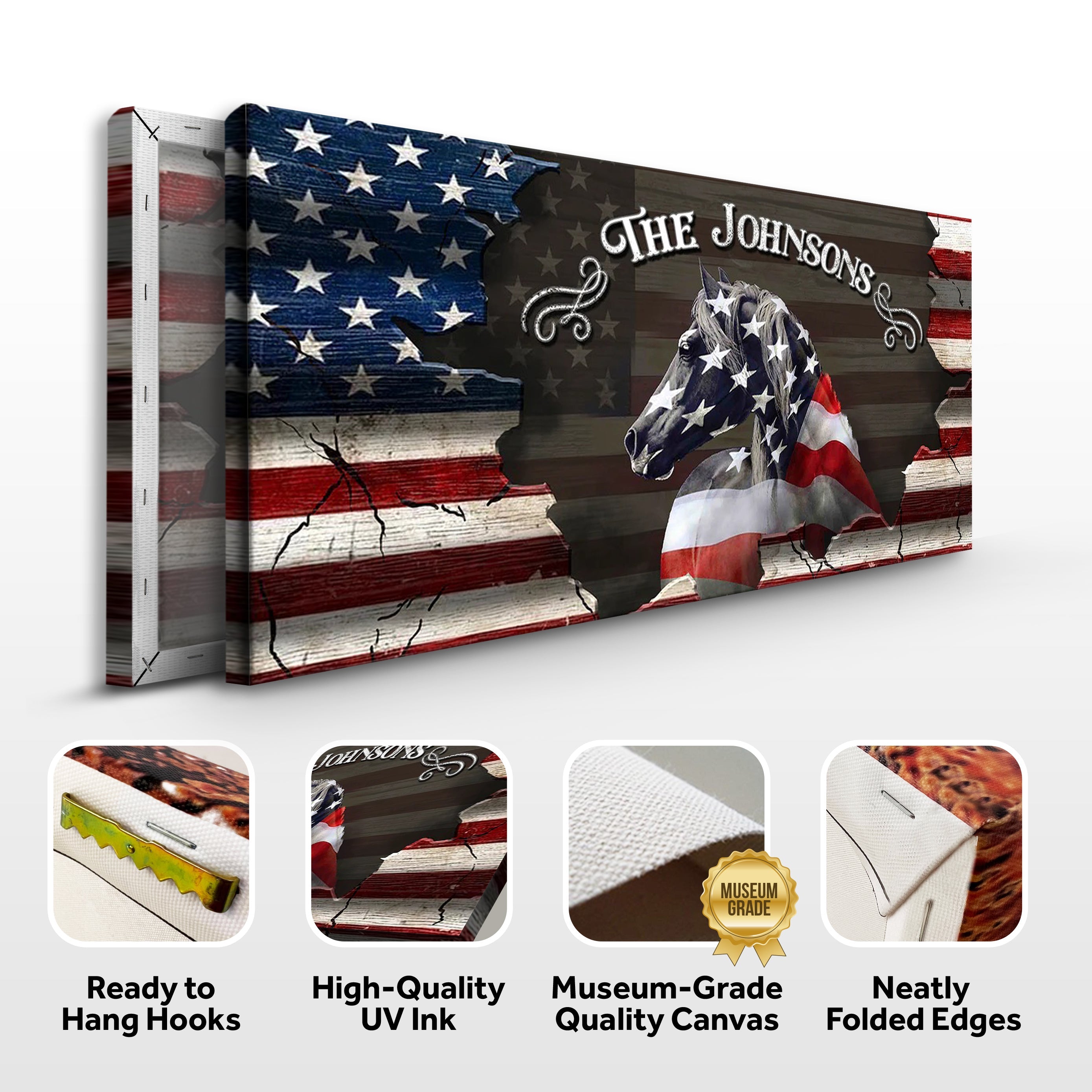 Family Name Sign - American Horse Wall Art on sale at MyriadMart