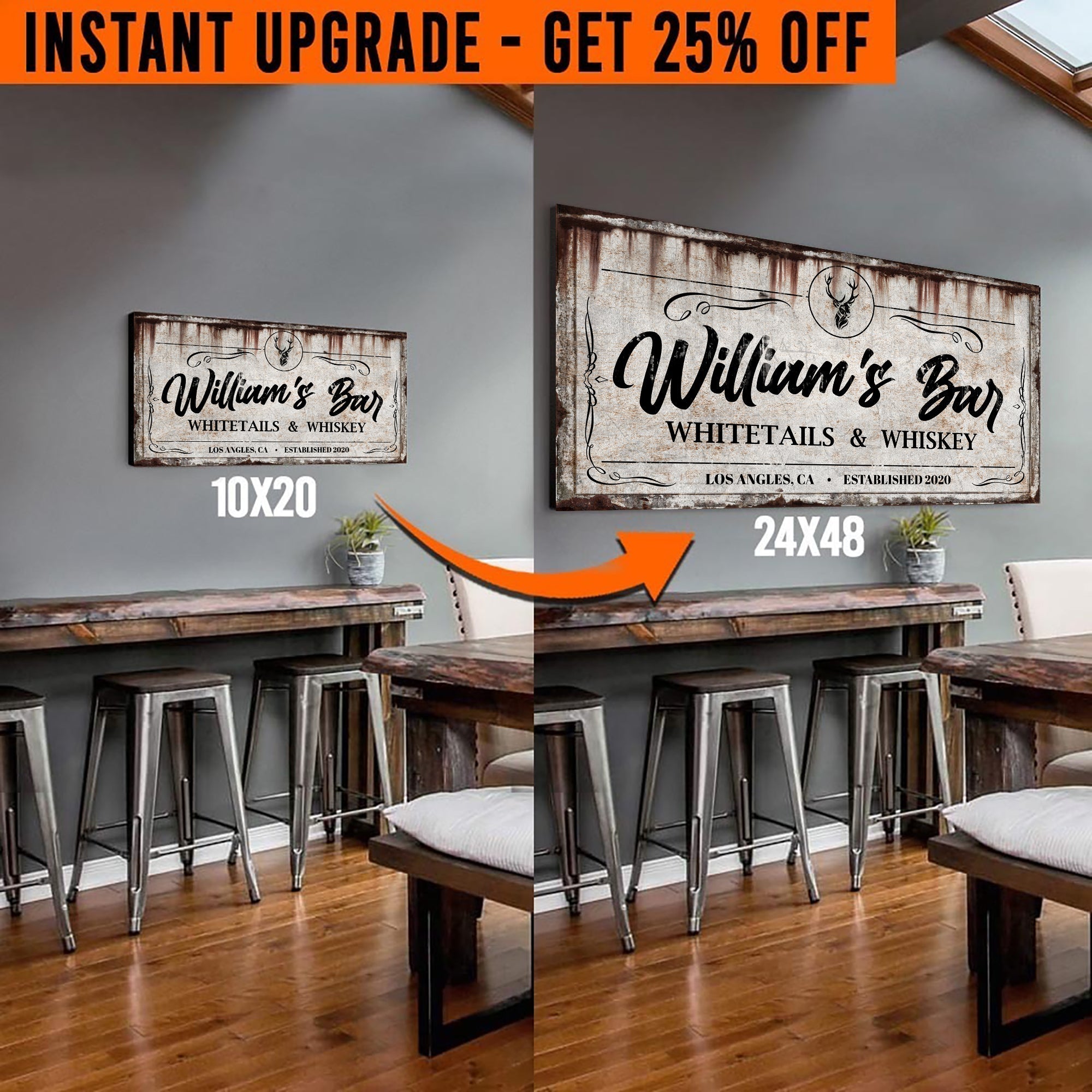 Upgrade Your 'Whitetails and Whiskey' Style 1 Canvas To 24x48 Inches on sale at MyriadMart